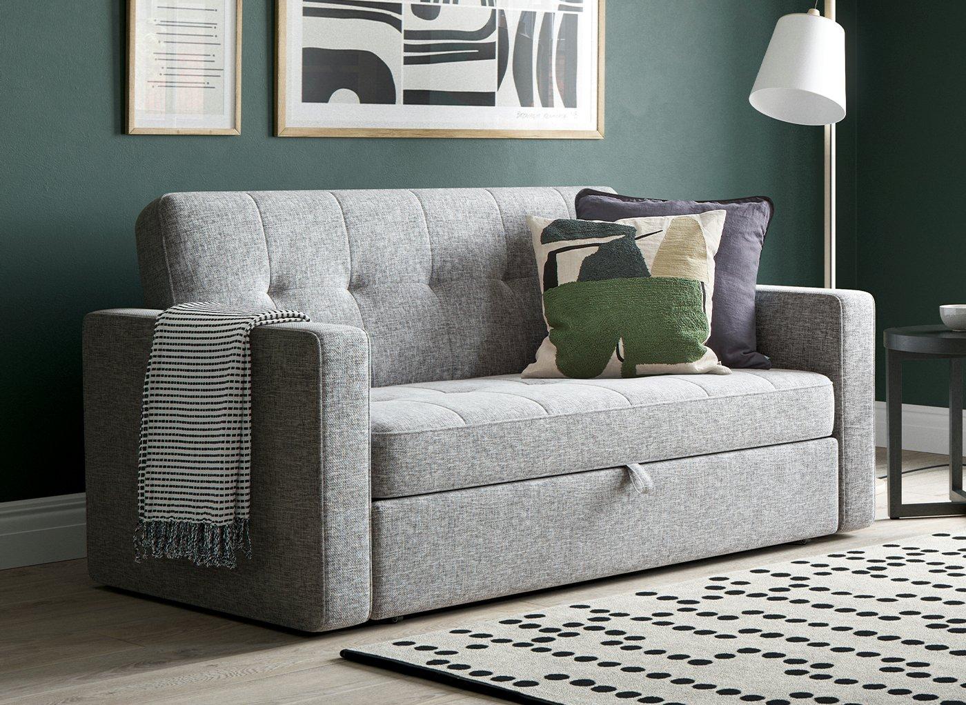 Grey Color Sofa Bed in bedroom