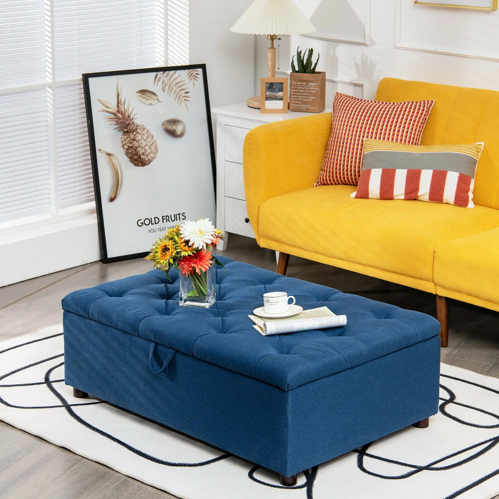 Blue Chair Bed in a small living hall from Chair Beds UK