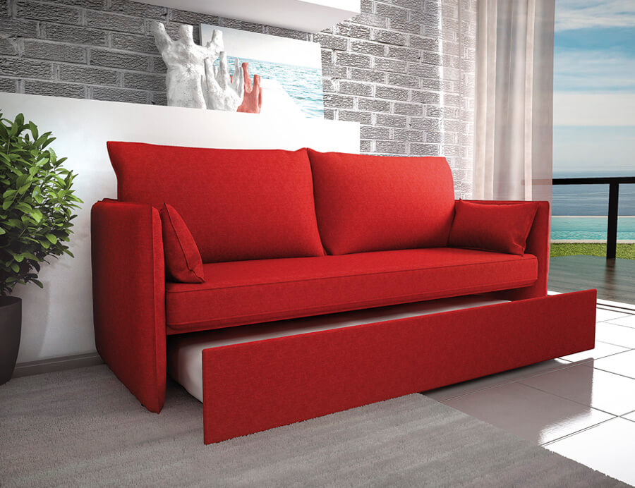 Red color Double Sofa chair bed with the storage