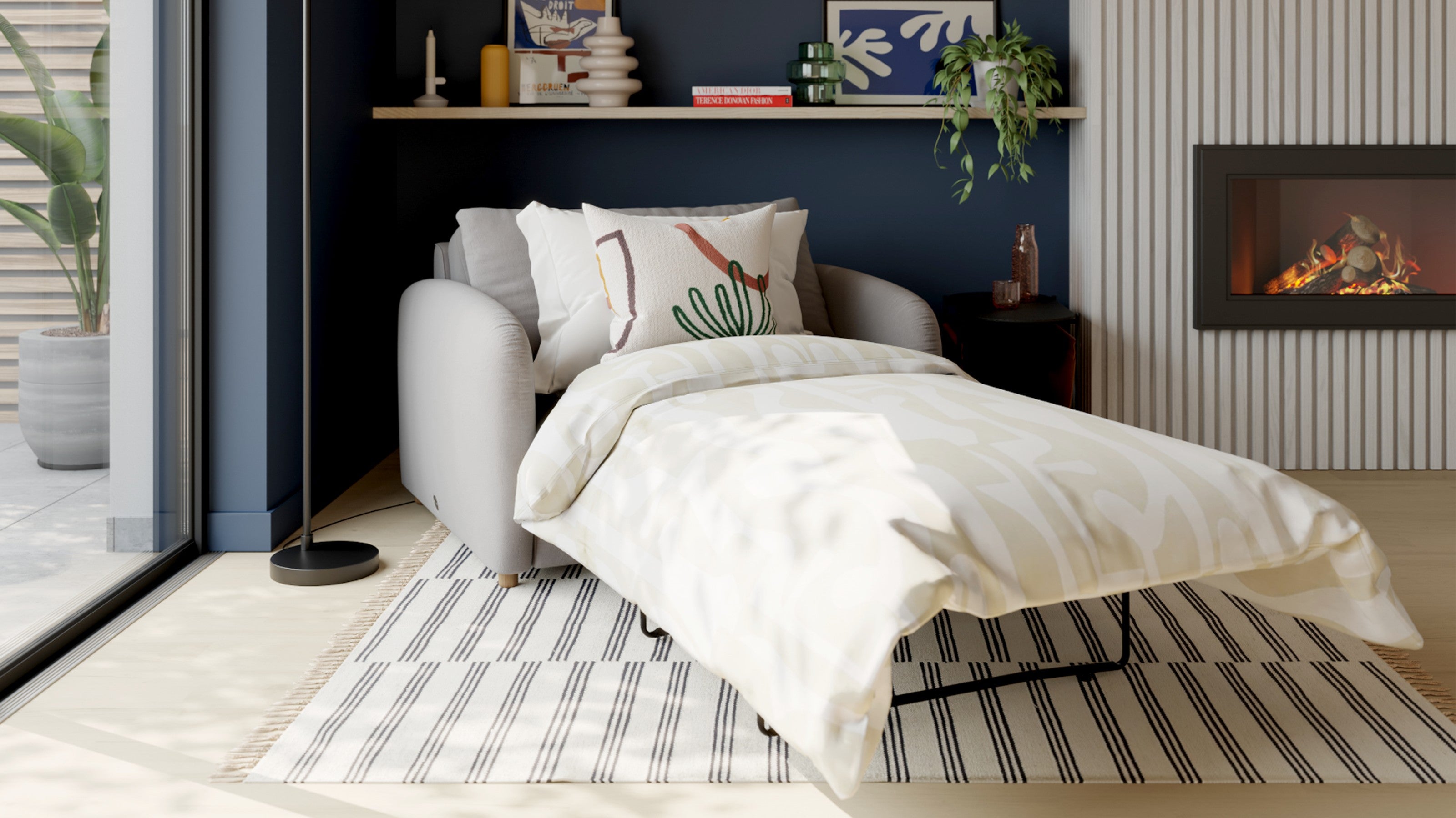 Grey Chair Bed in the Living Room