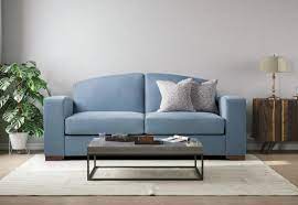 Light Blue Sofa Chair Bed in Living Room