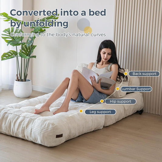 Bowie Single Futon Sofa Bed - Beige