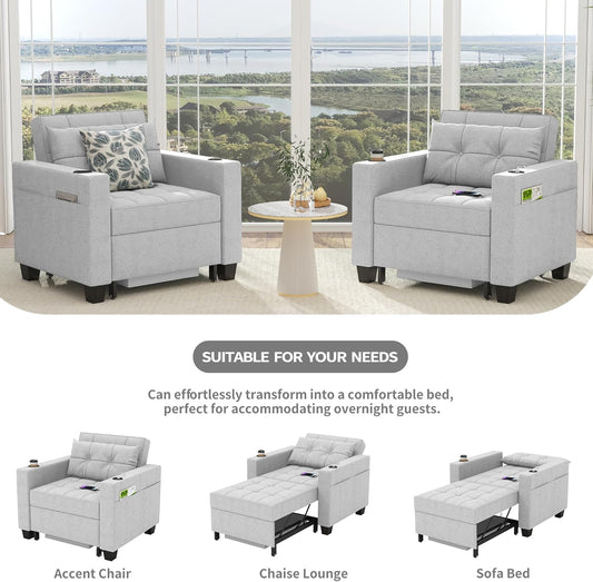 Dart Chair Bed - Light Gray