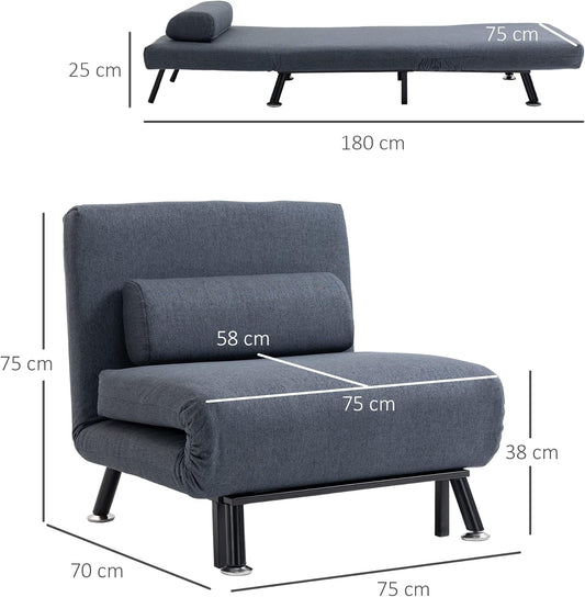 Leffy Single Futon Chair - Dark Grey