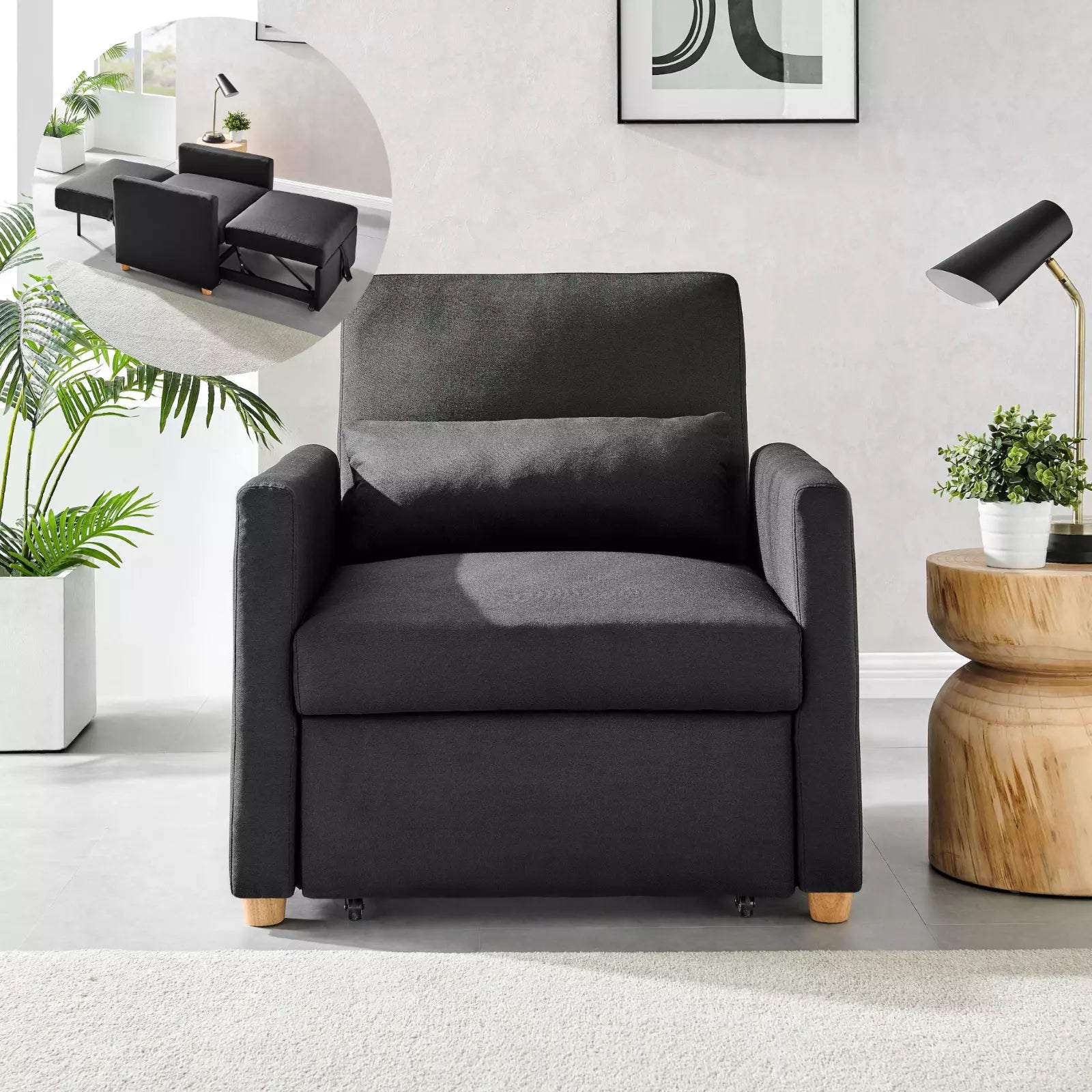 Comfortable Black Presley Chair Bed for You | Chair Beds UK