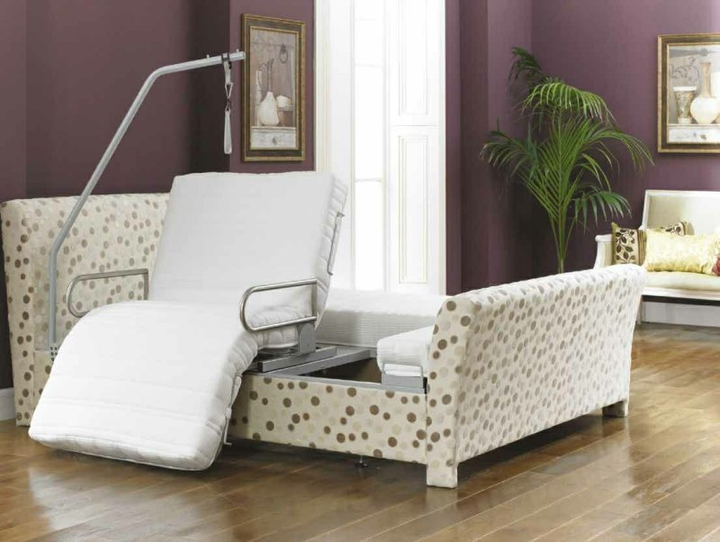 Cream Color Rotating Chair Bed in the Bedroom