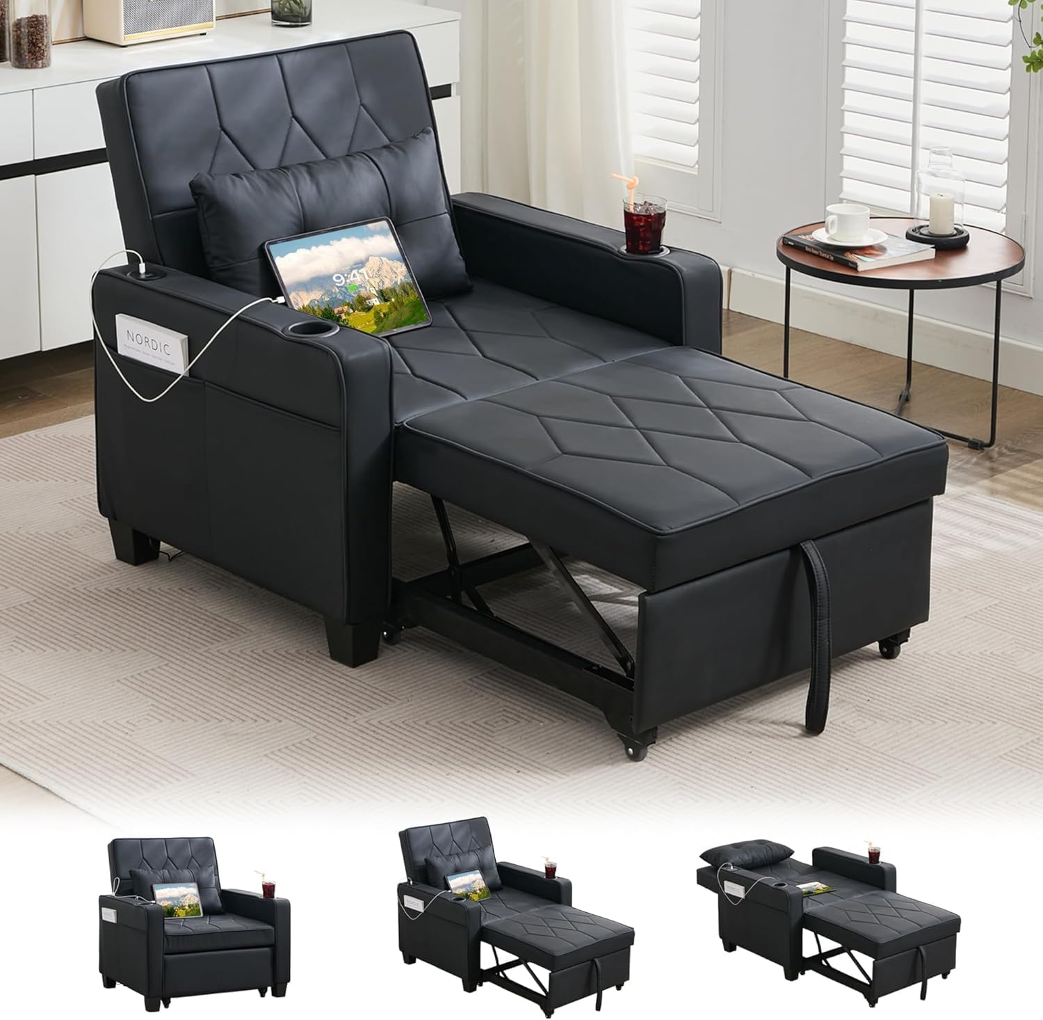 Alfa Chair Bed - Black