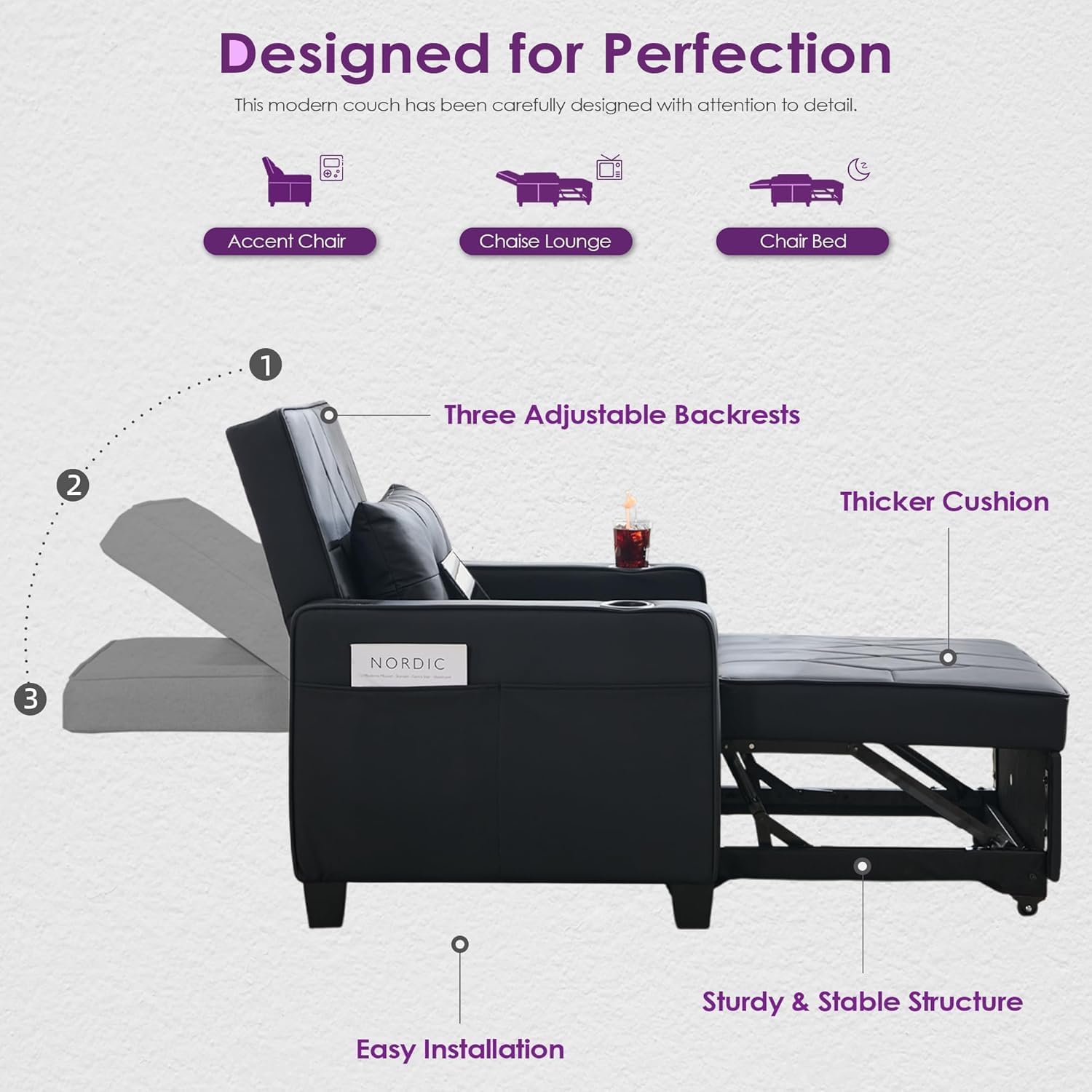 Alfa Chair Bed - Black