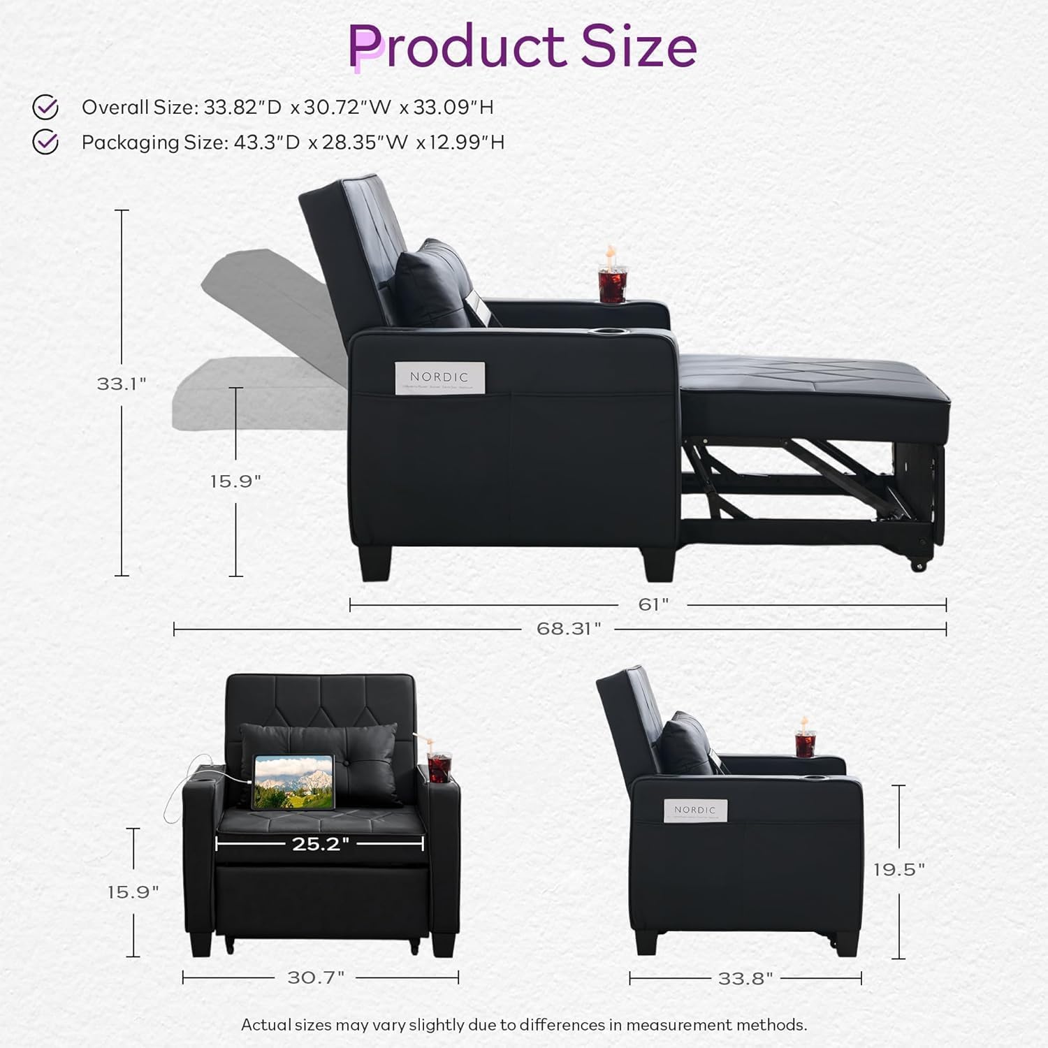 Alfa Chair Bed - Black