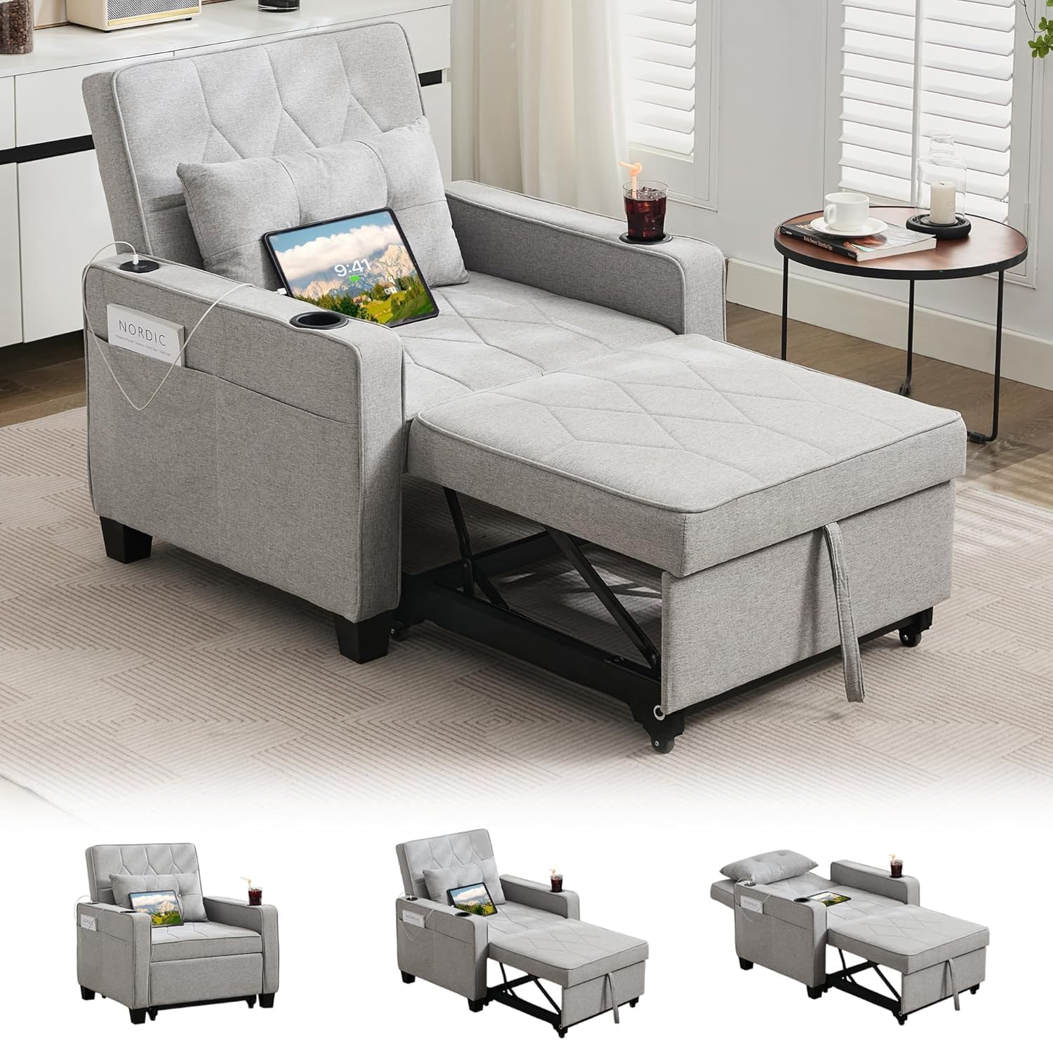 Alfa Chair Bed - Grey