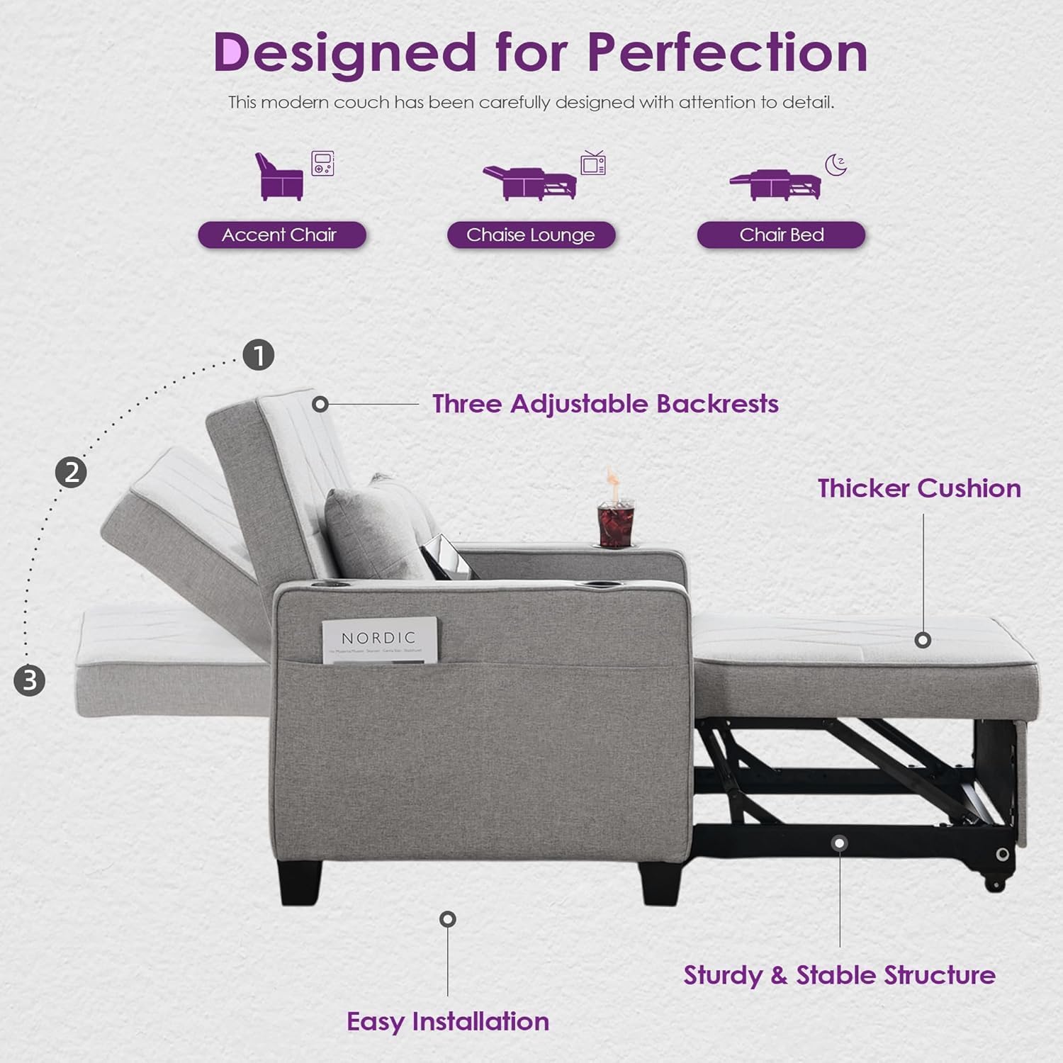 Alfa Chair Bed - Grey