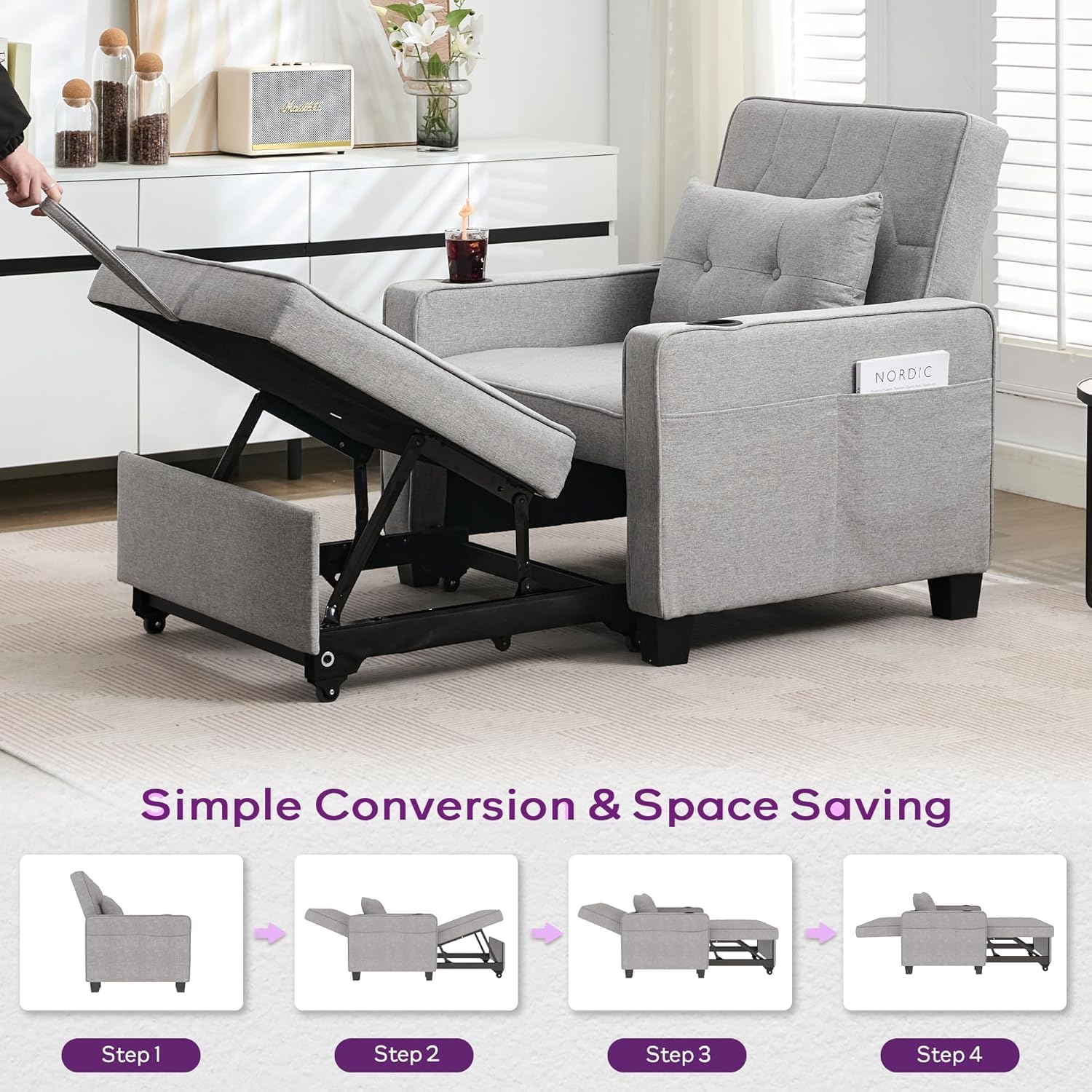 Alfa Chair Bed - Grey