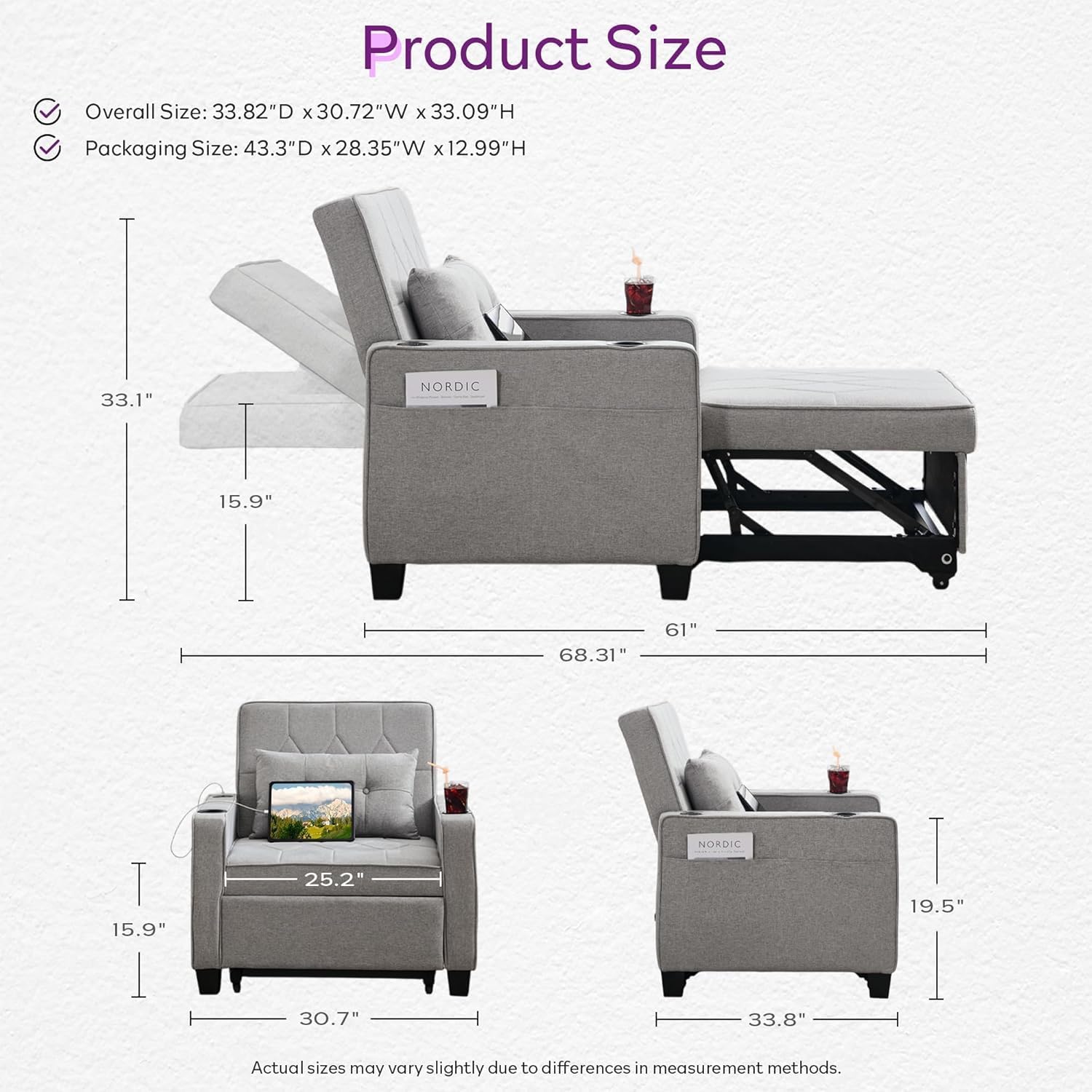 Alfa Chair Bed - Grey