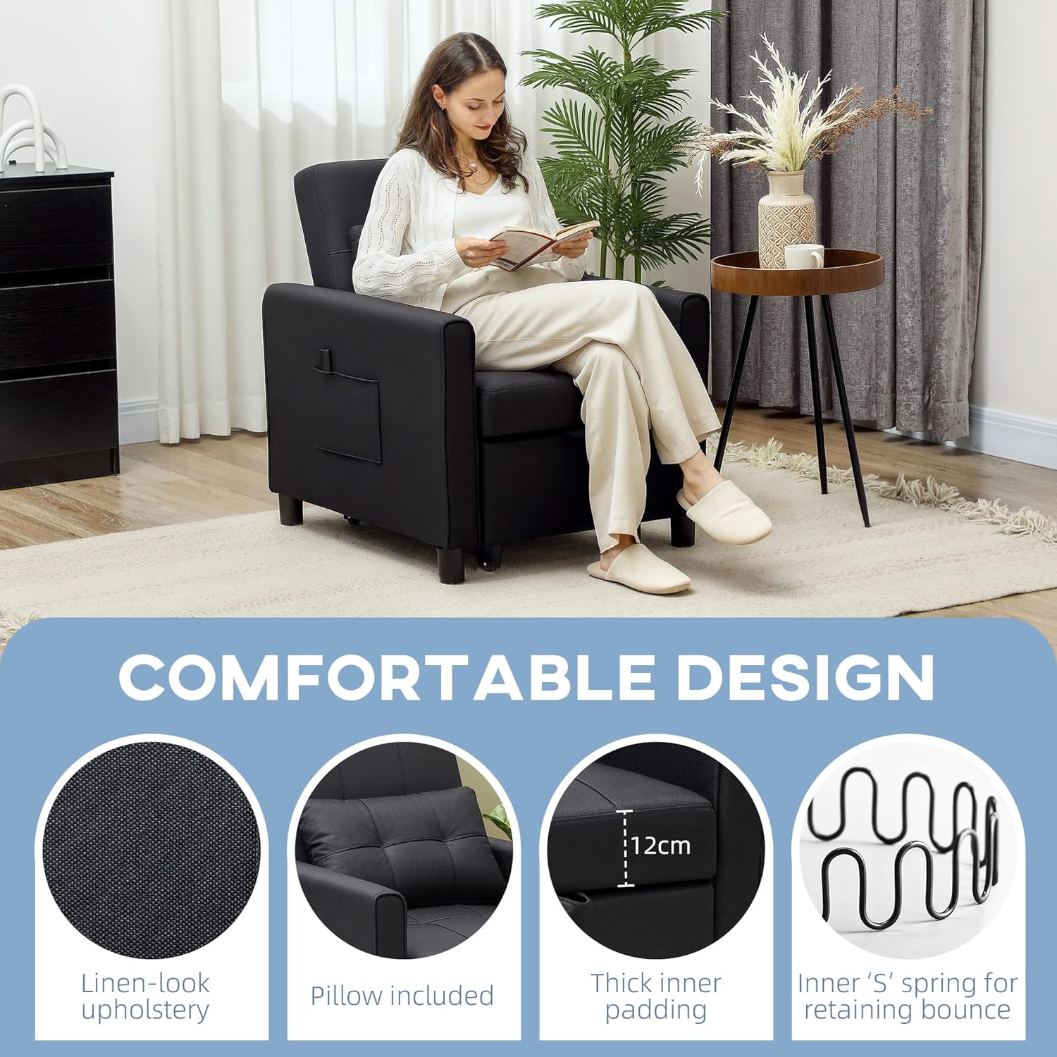 Aman Chair Bed - Black