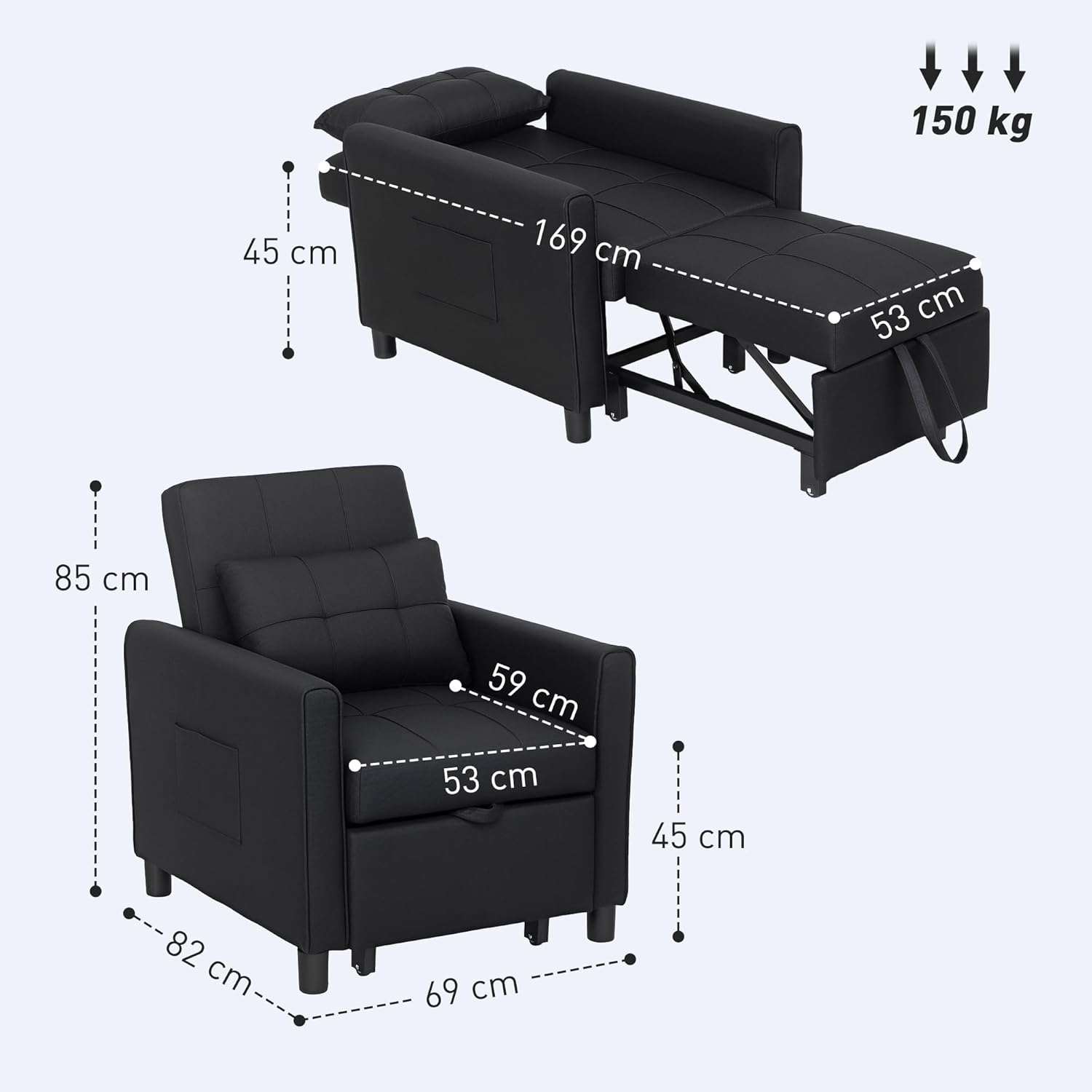 Aman Chair Bed - Black