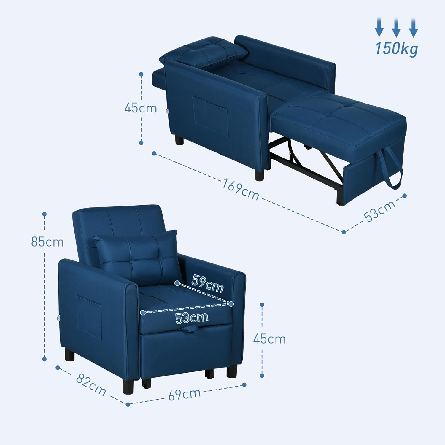 Aman Chair Bed - Blue