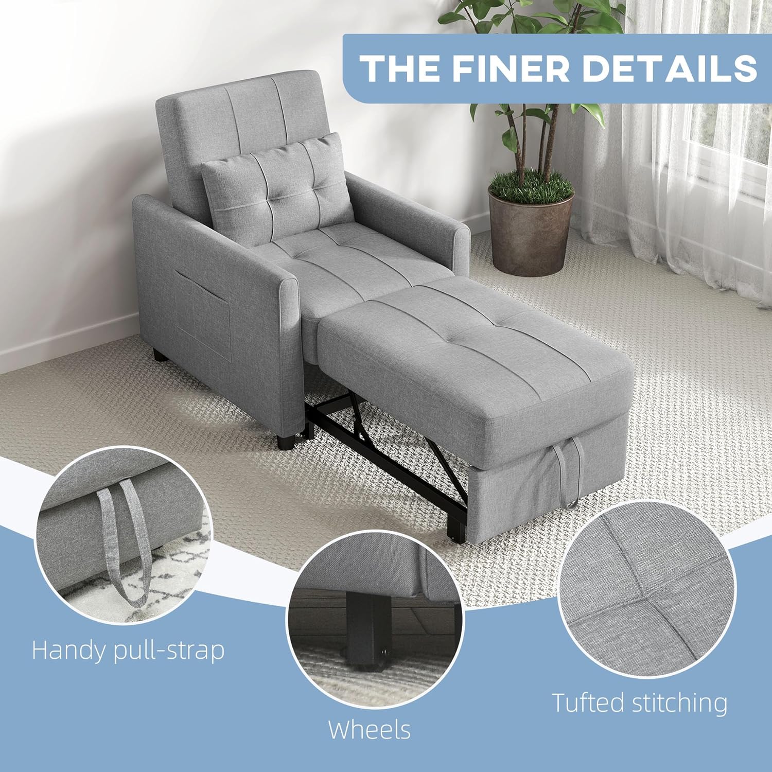 Aman Chair Bed - Light Grey