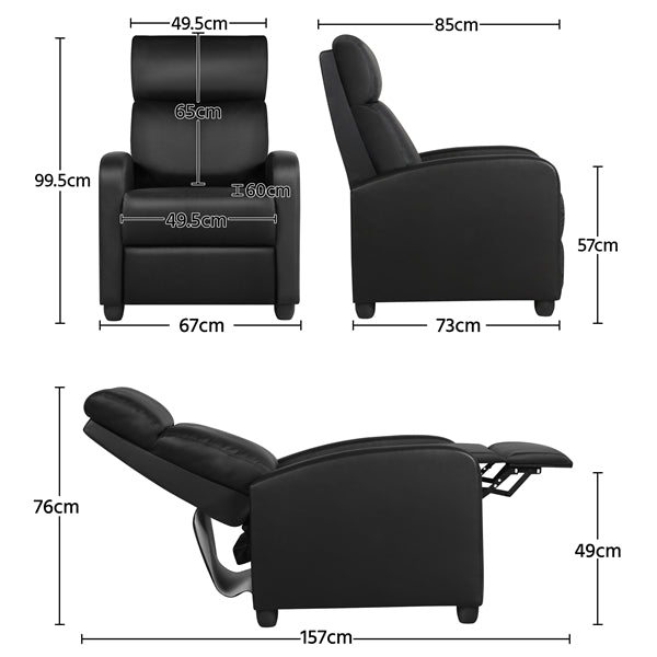 Arlete Reclining Chair Bed - Black