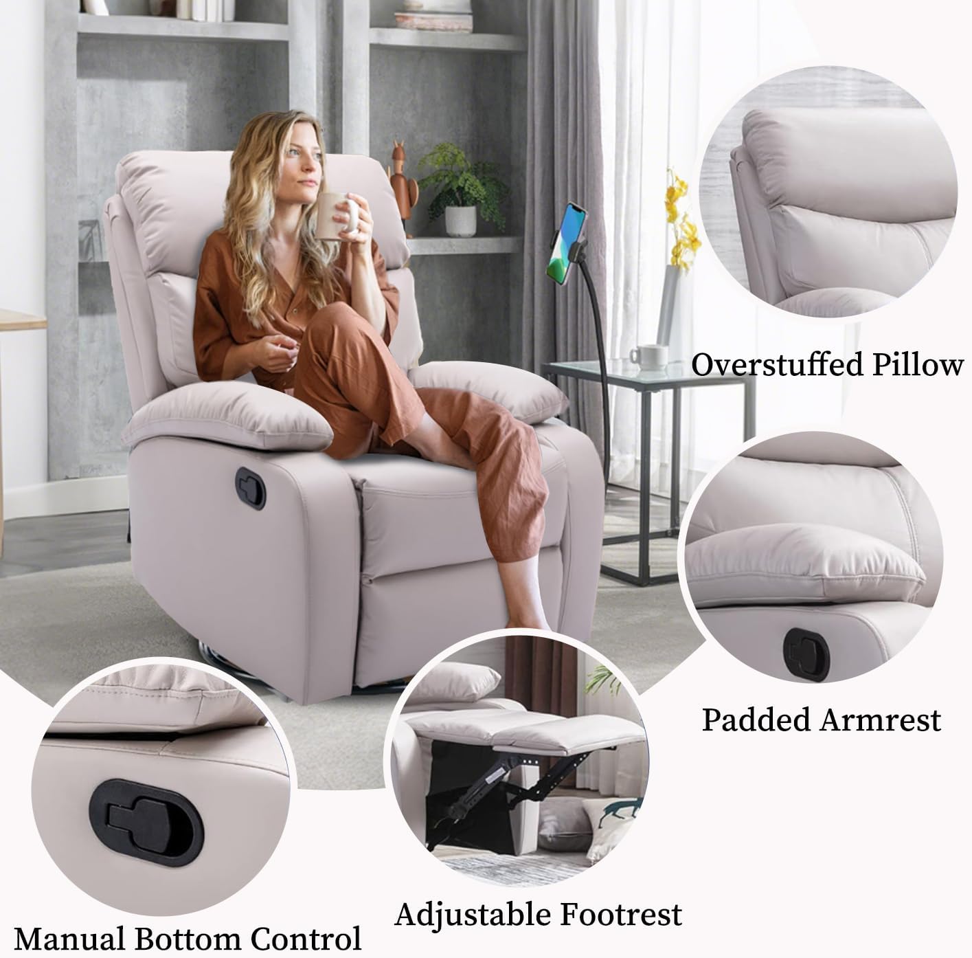 Aspen Reclining Chair Bed - Beige