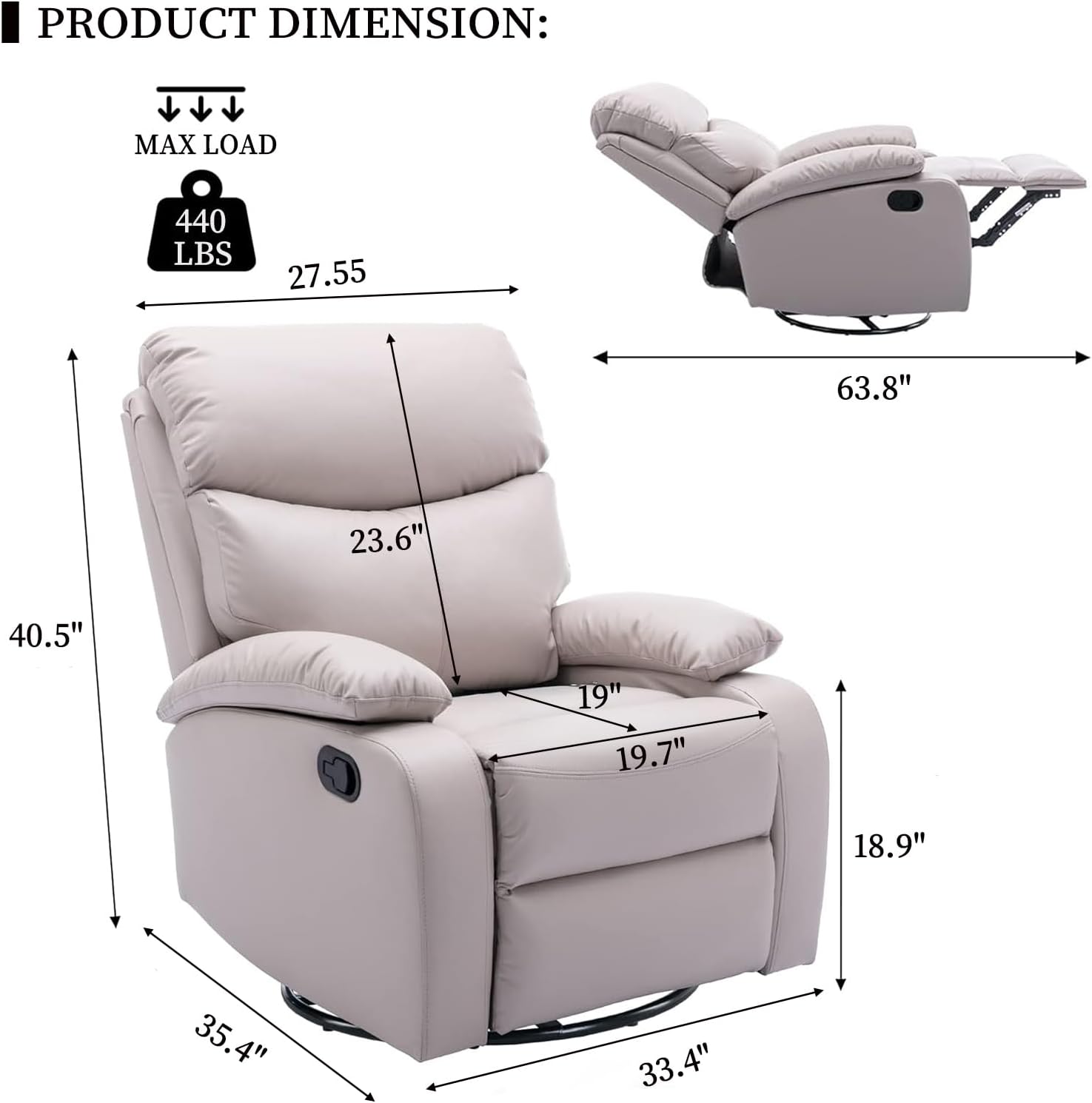 Aspen Reclining Chair Bed - Beige