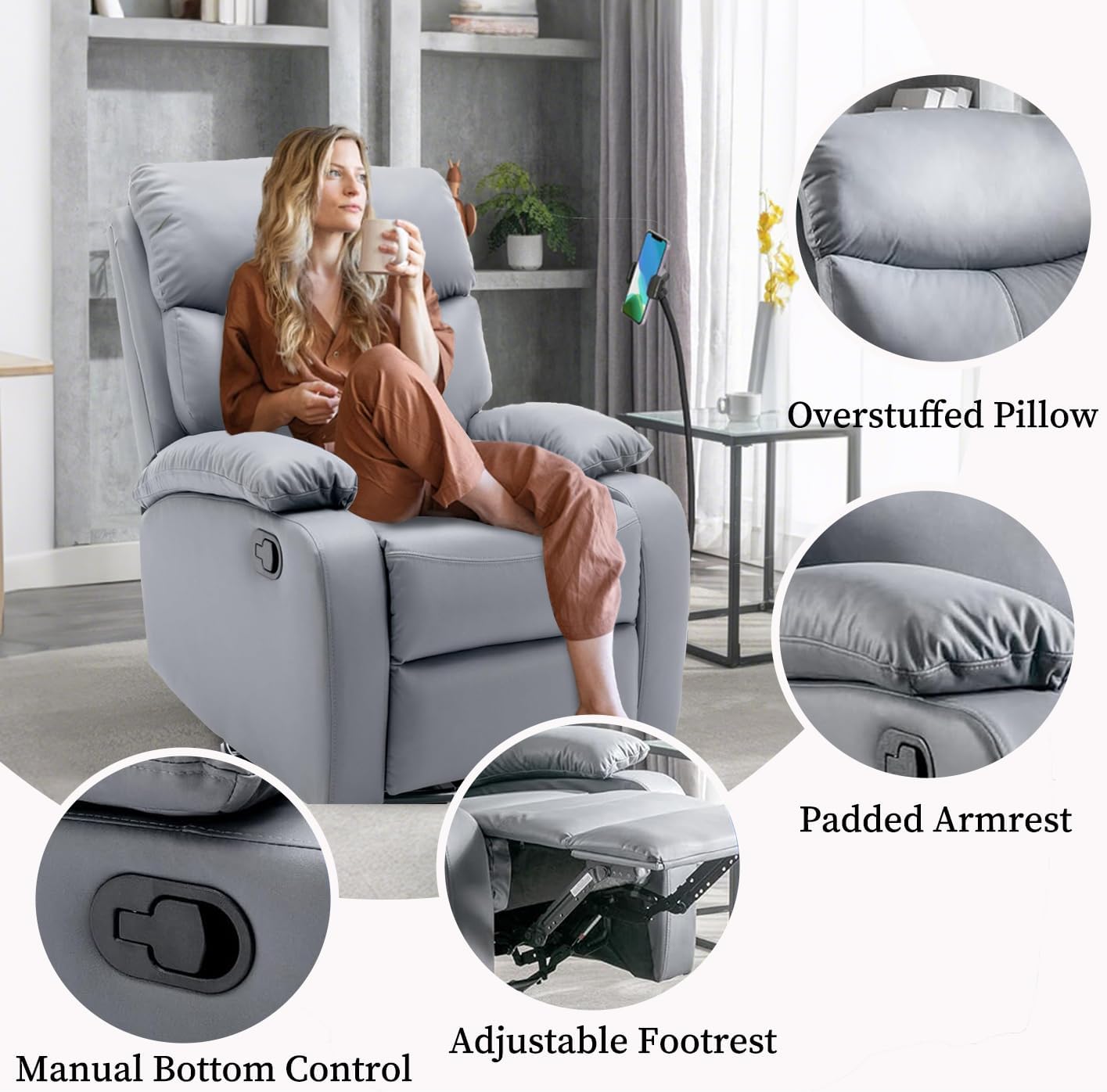 Aspen Reclining Chair Bed - Grey