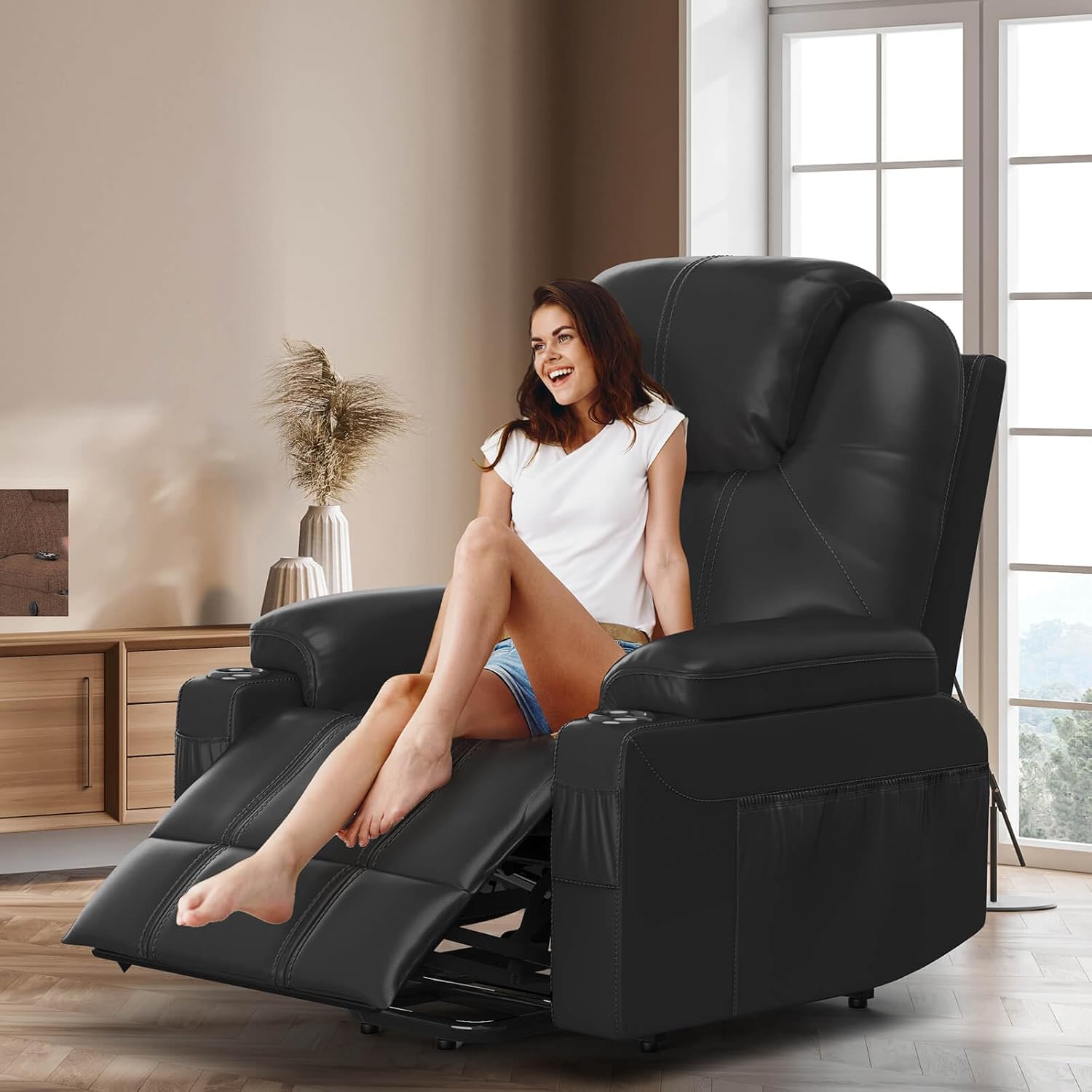 Bailey Reclining Massage Chair Bed - Black