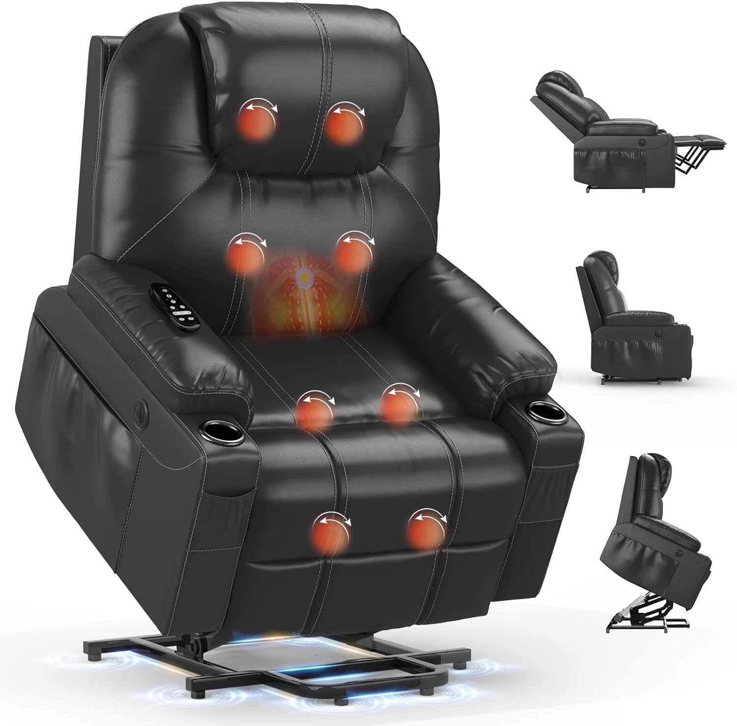 Bailey Reclining Massage Chair Bed - Black