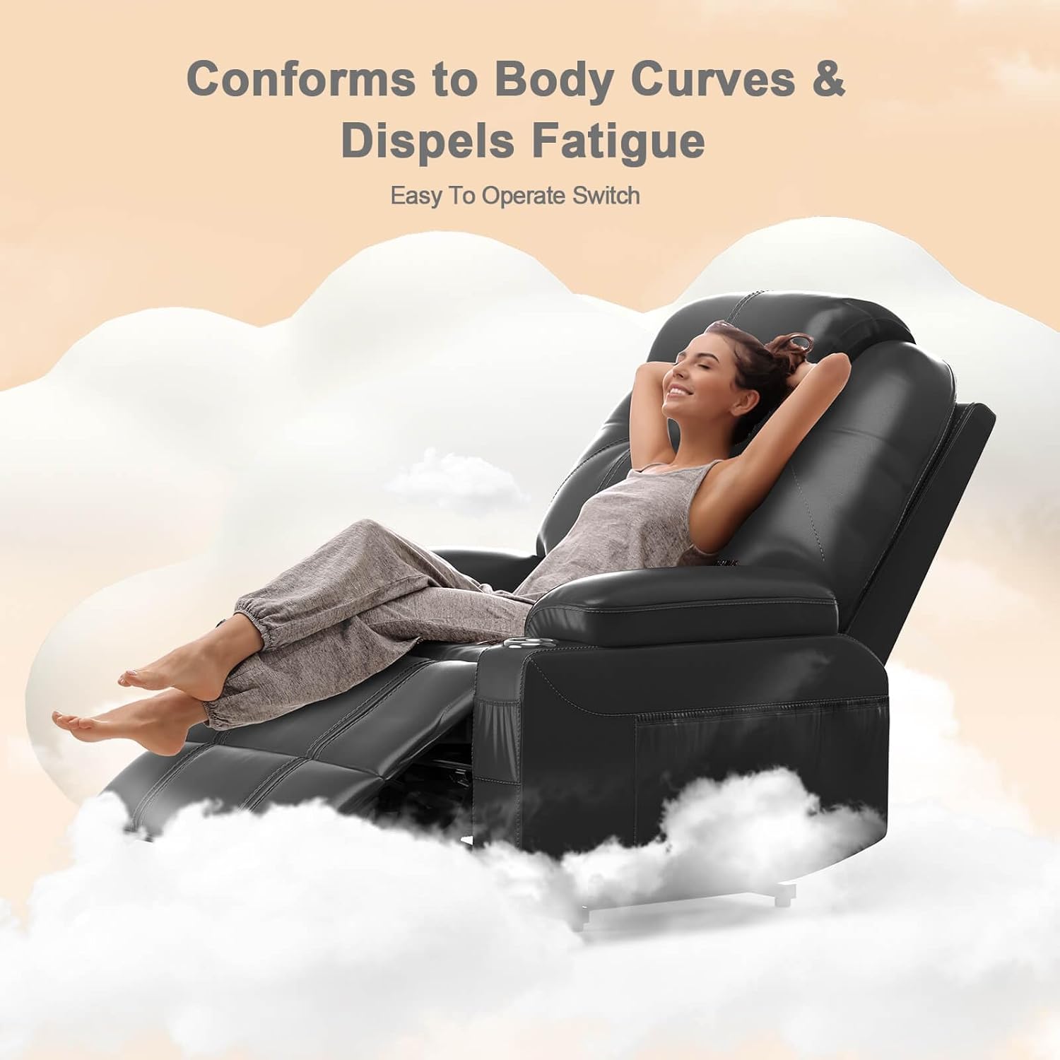 Bailey Reclining Massage Chair Bed - Black