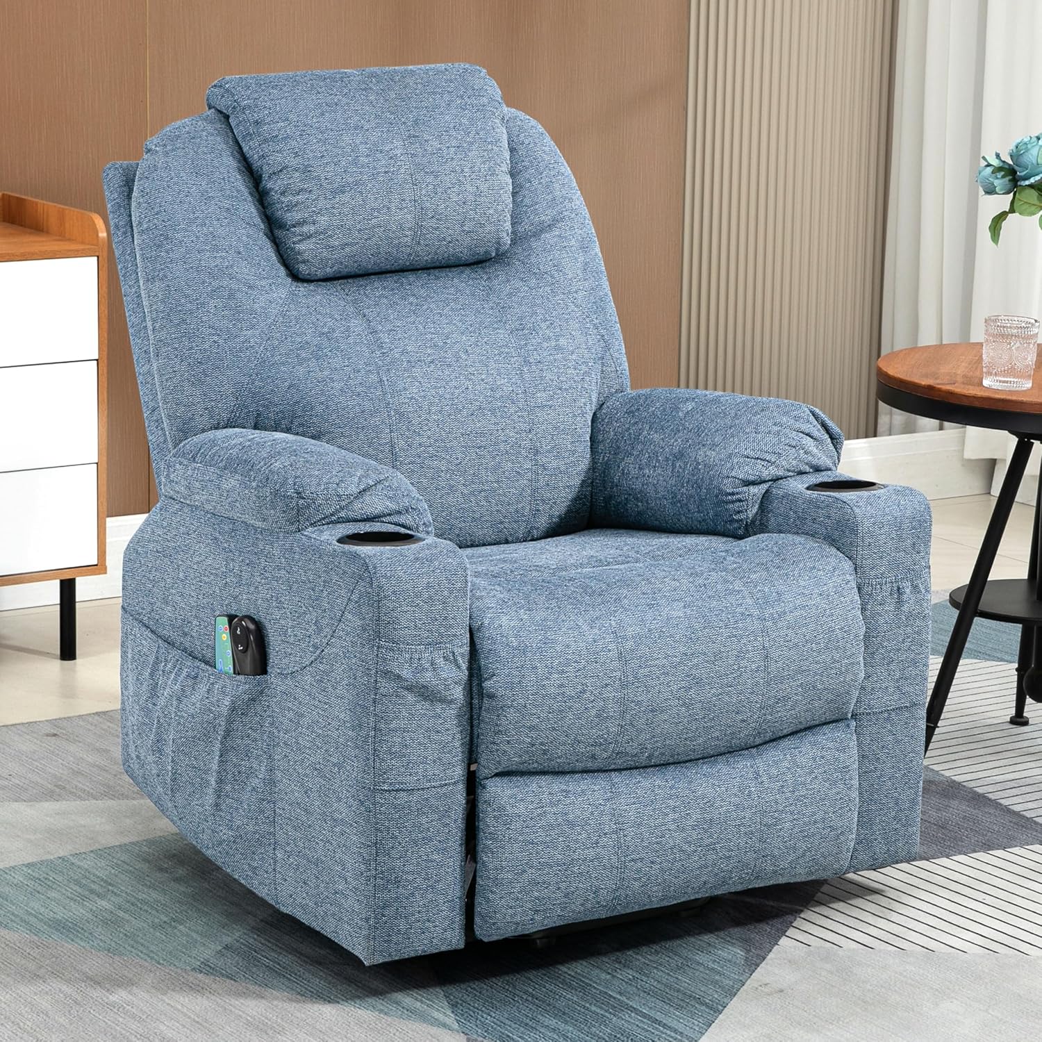 Beau Reclining Massage Chair Bed - Blue