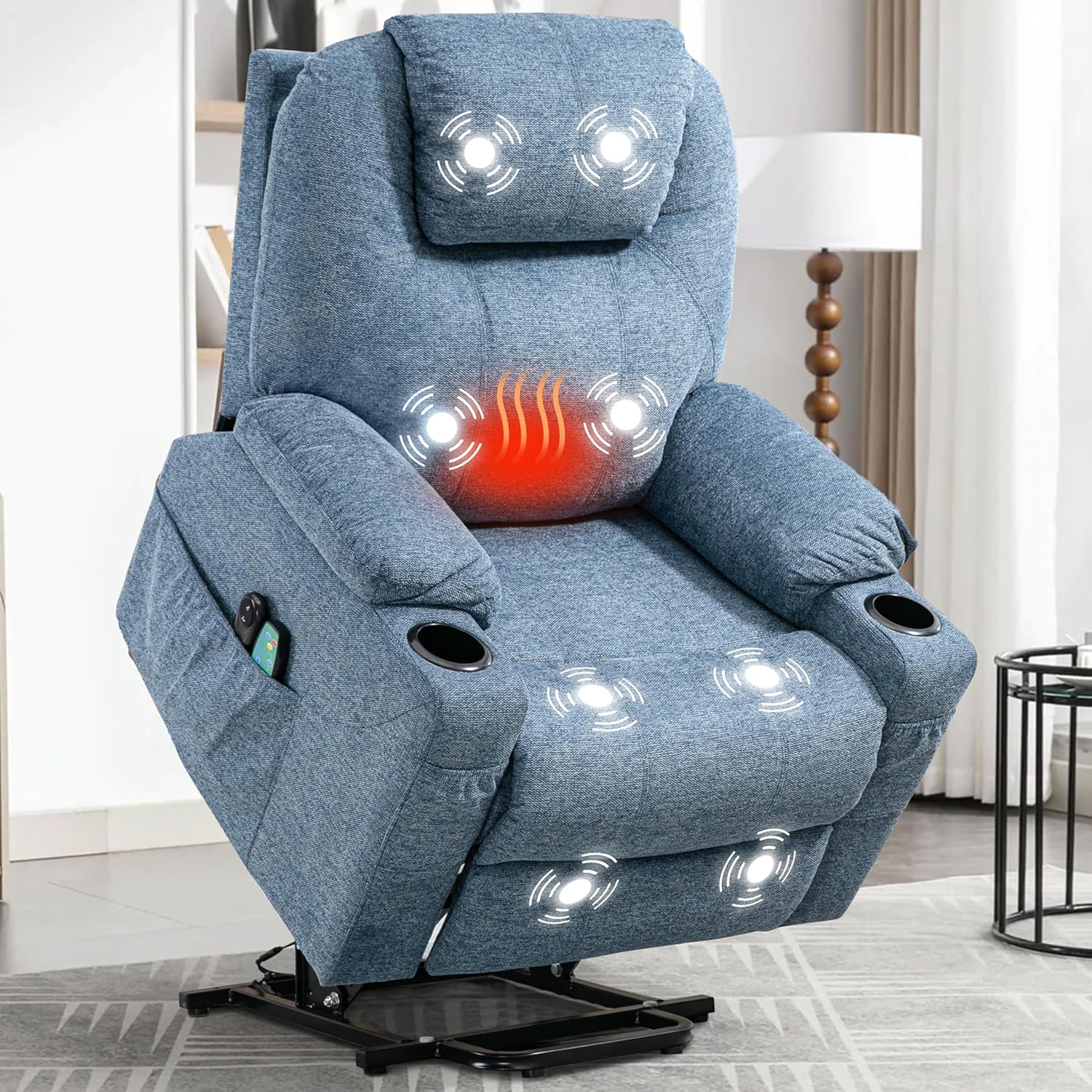 Beau Reclining Massage Chair Bed - Blue
