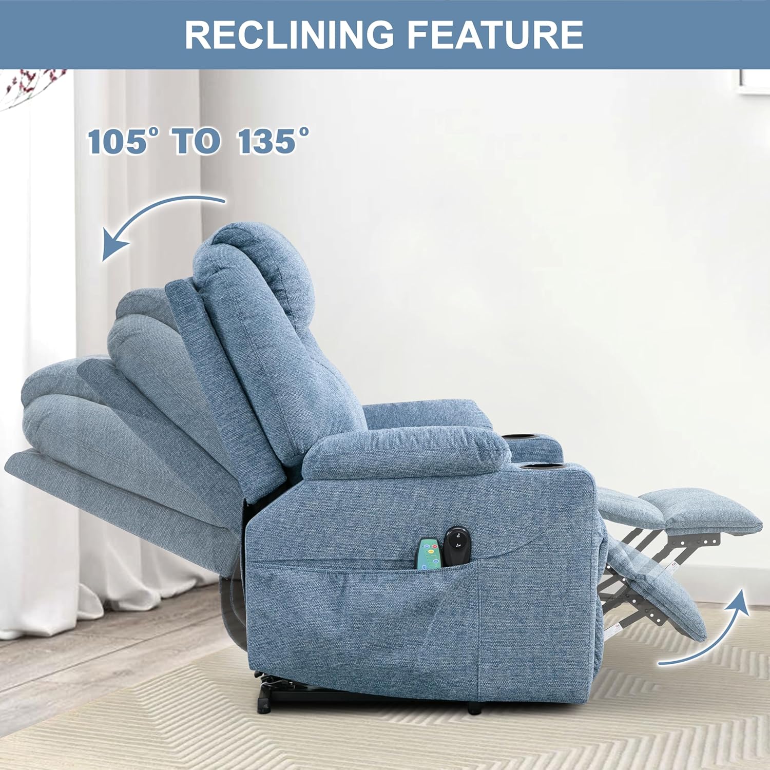 Beau Reclining Massage Chair Bed - Blue