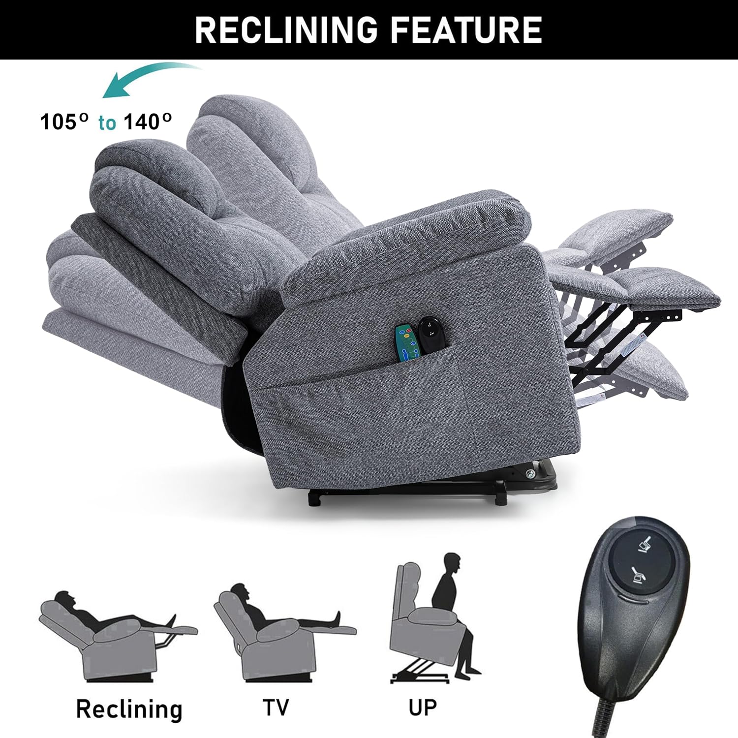 Bella Reclining Massage Chair Bed - Grey