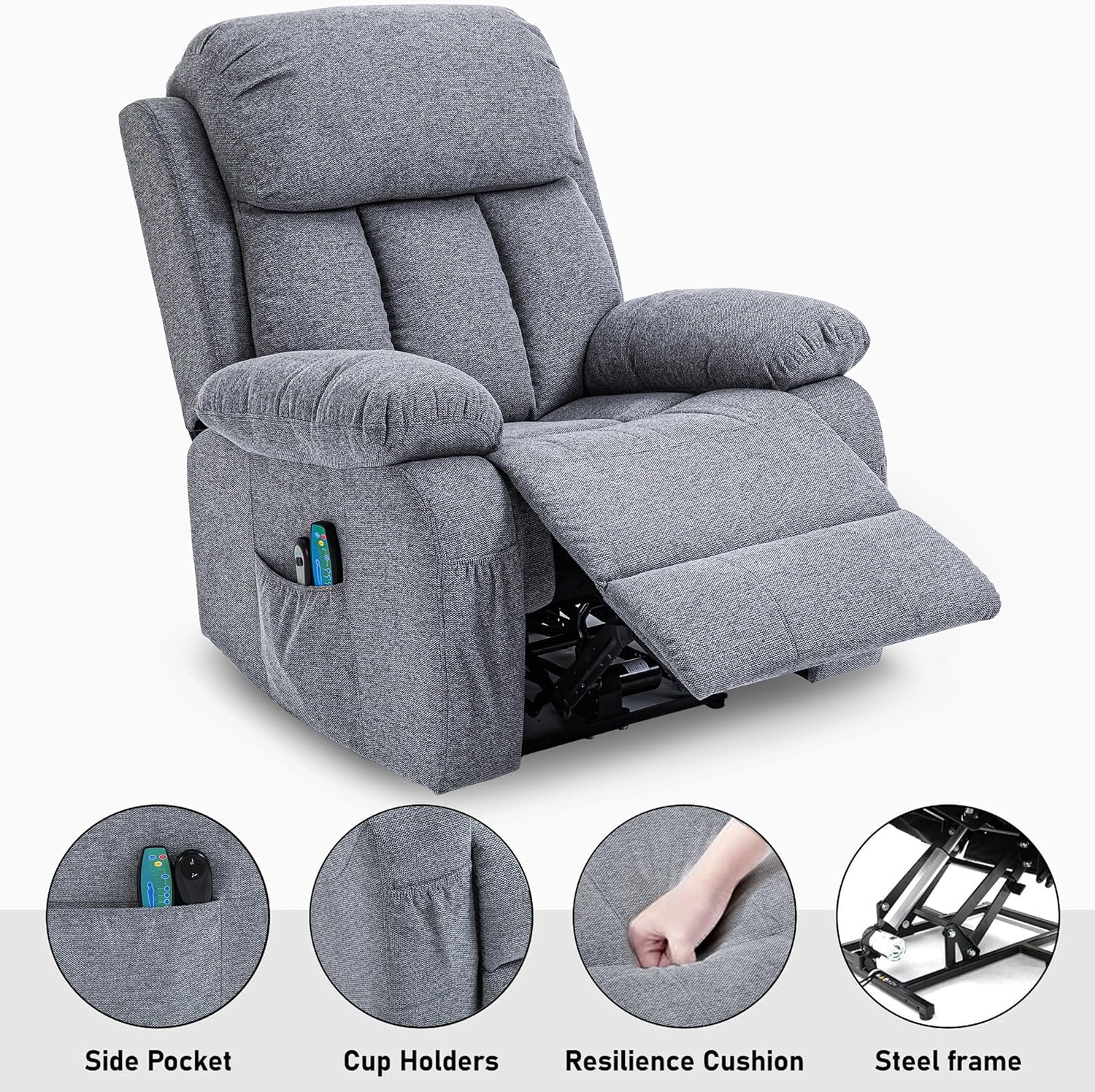 Bella Reclining Massage Chair Bed - Grey