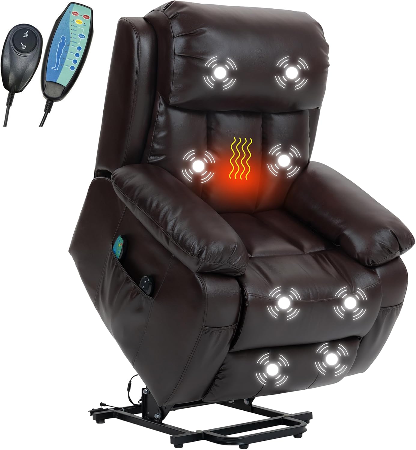 Bella Reclining Massage Chair Bed - Leather Brown