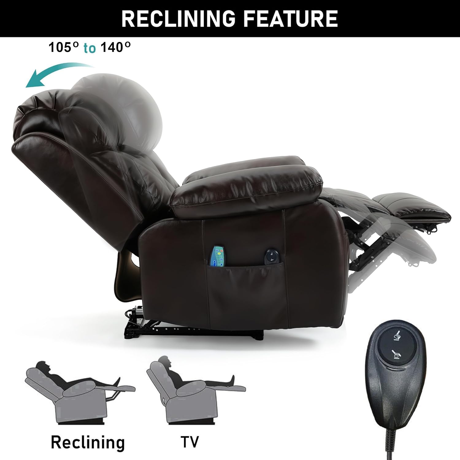 Bella Reclining Massage Chair Bed - Leather Brown