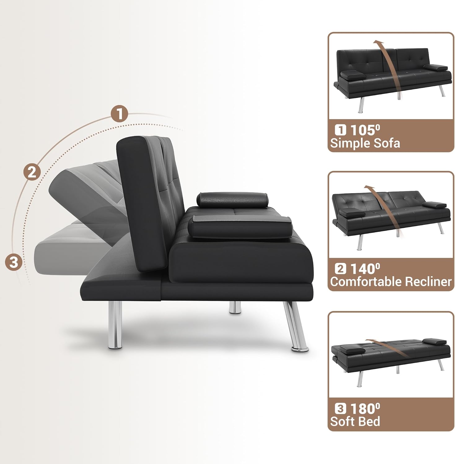 Boone Click Clack Sofa Bed - Black
