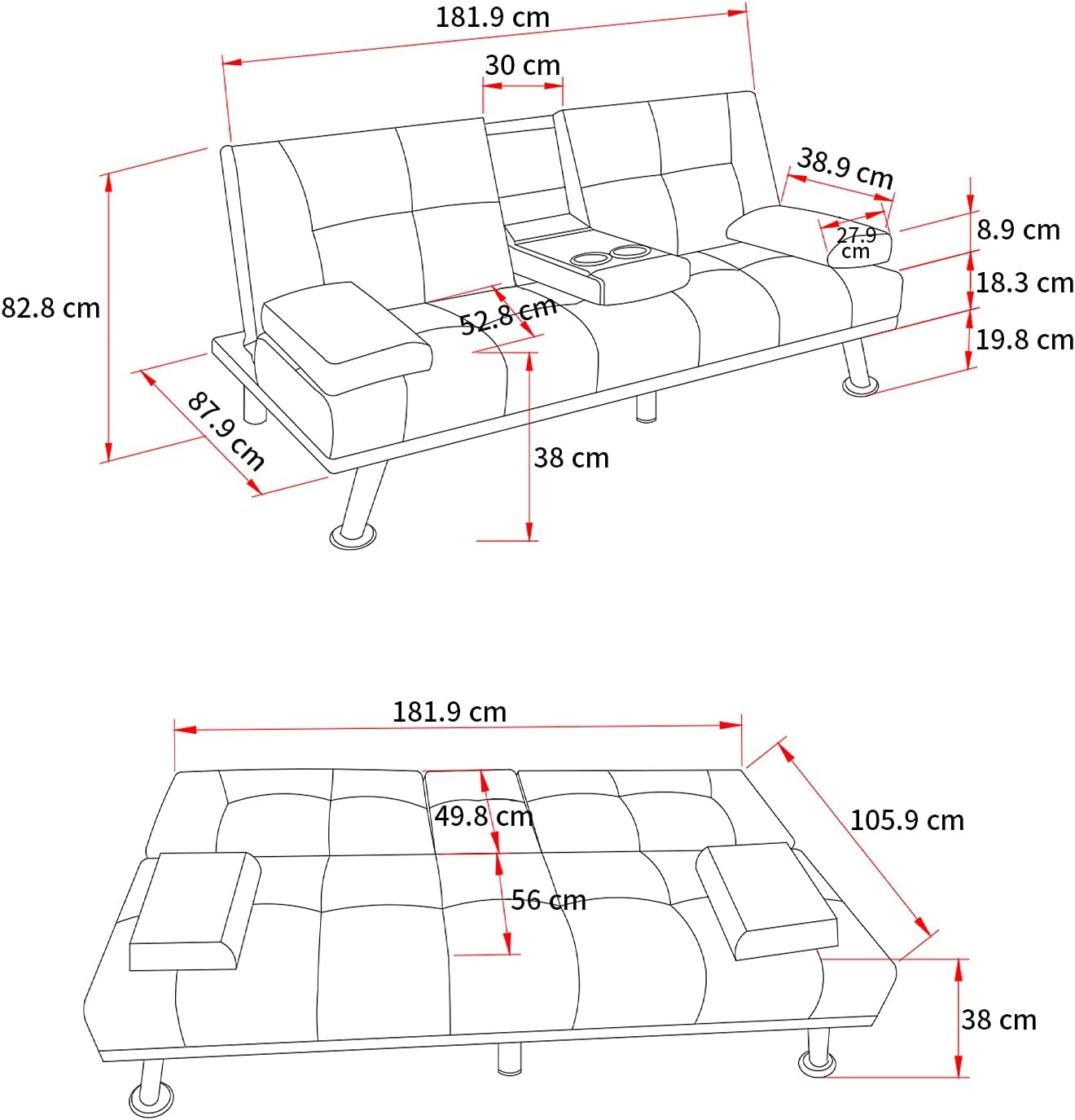 Boone Click Clack Sofa Bed - Black