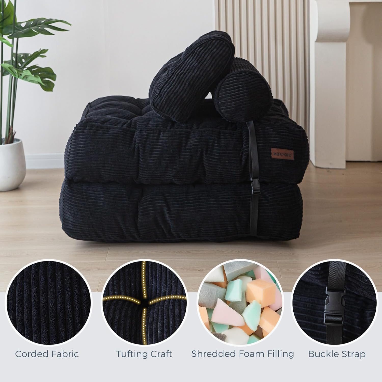 Bowie Single Futon Sofa Bed - Black