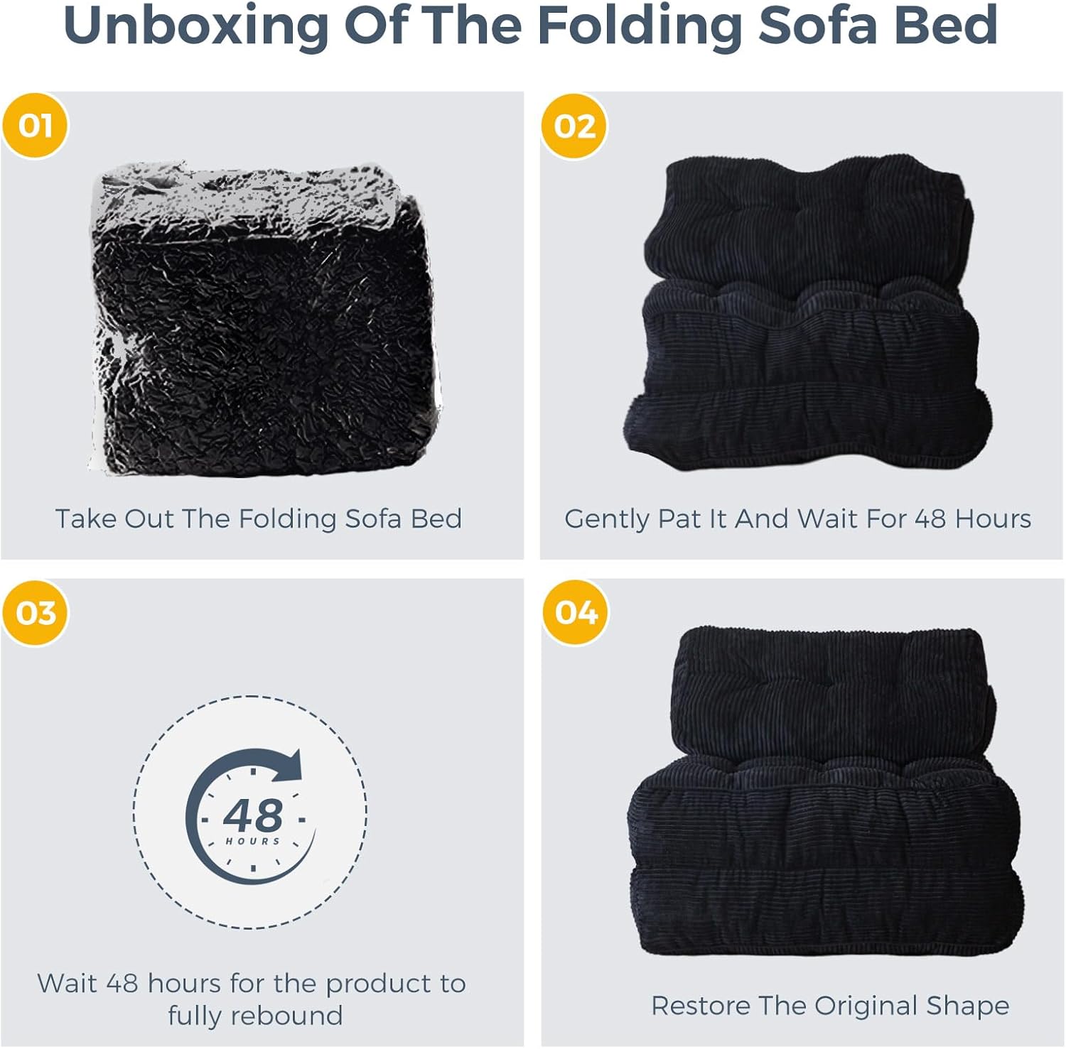 Bowie Single Futon Sofa Bed - Black