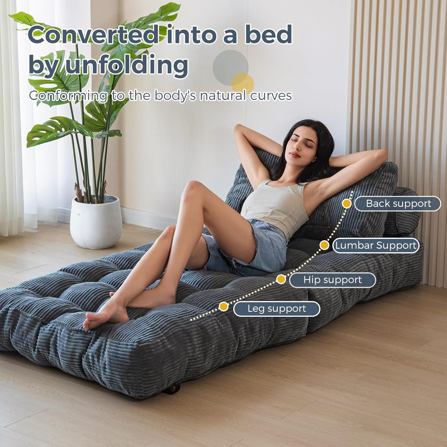 Bowie Single Futon Sofa Bed - Dark Gray