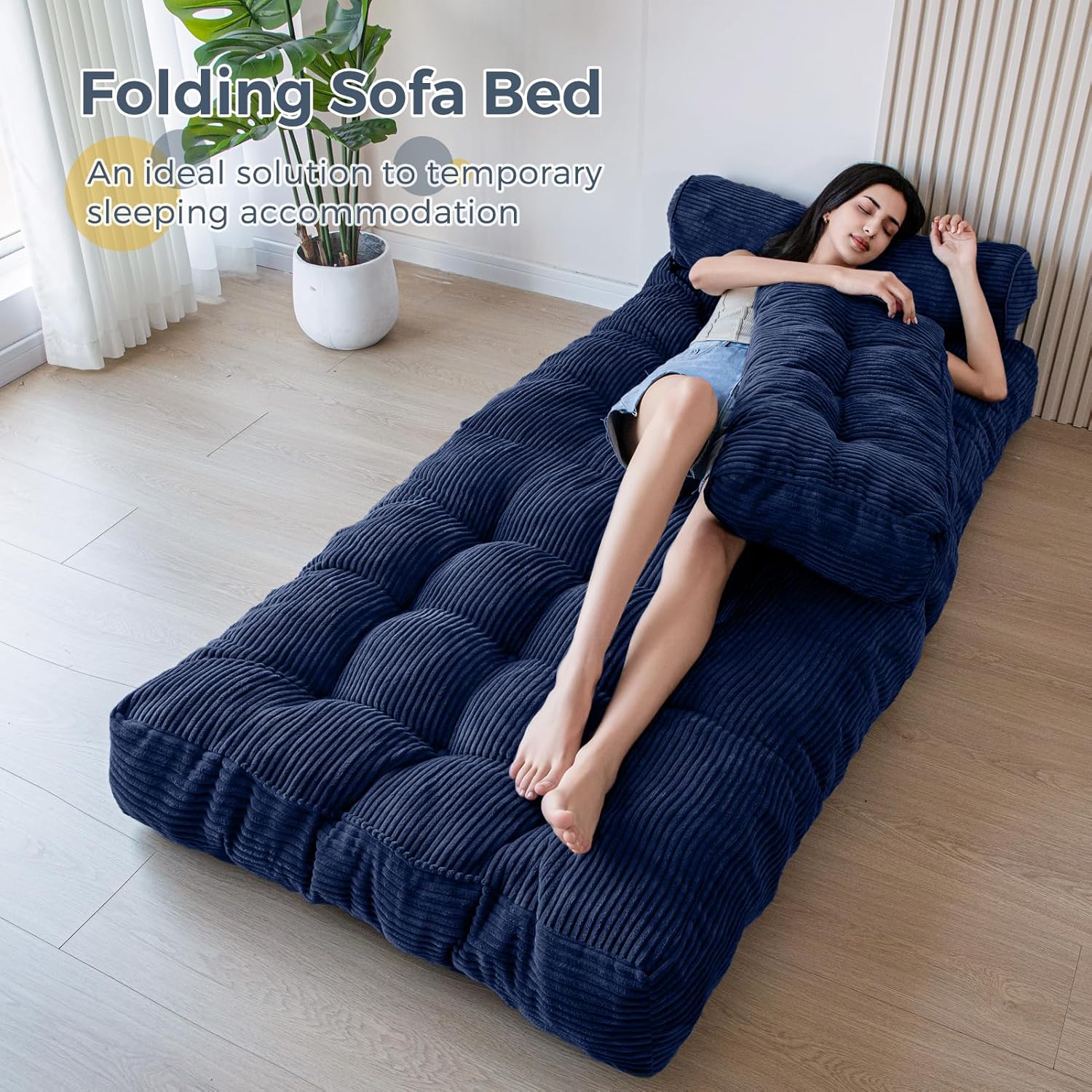 Bowie Single Futon Sofa Bed - Navy