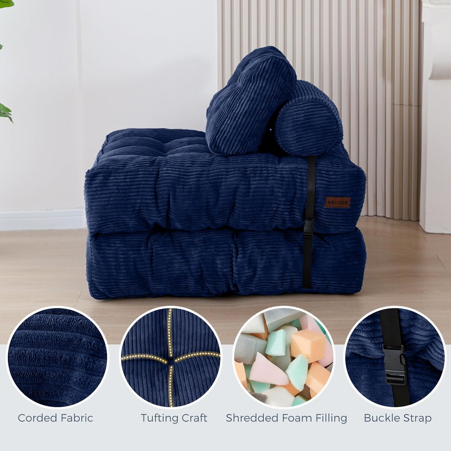 Bowie Single Futon Sofa Bed - Navy