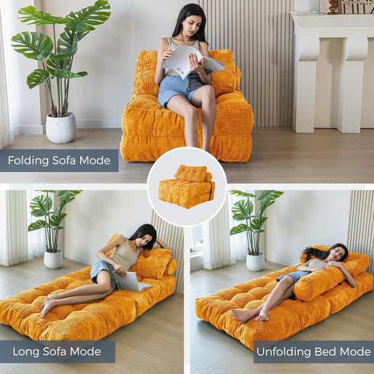 Bowie Single Futon Sofa Bed - Orange