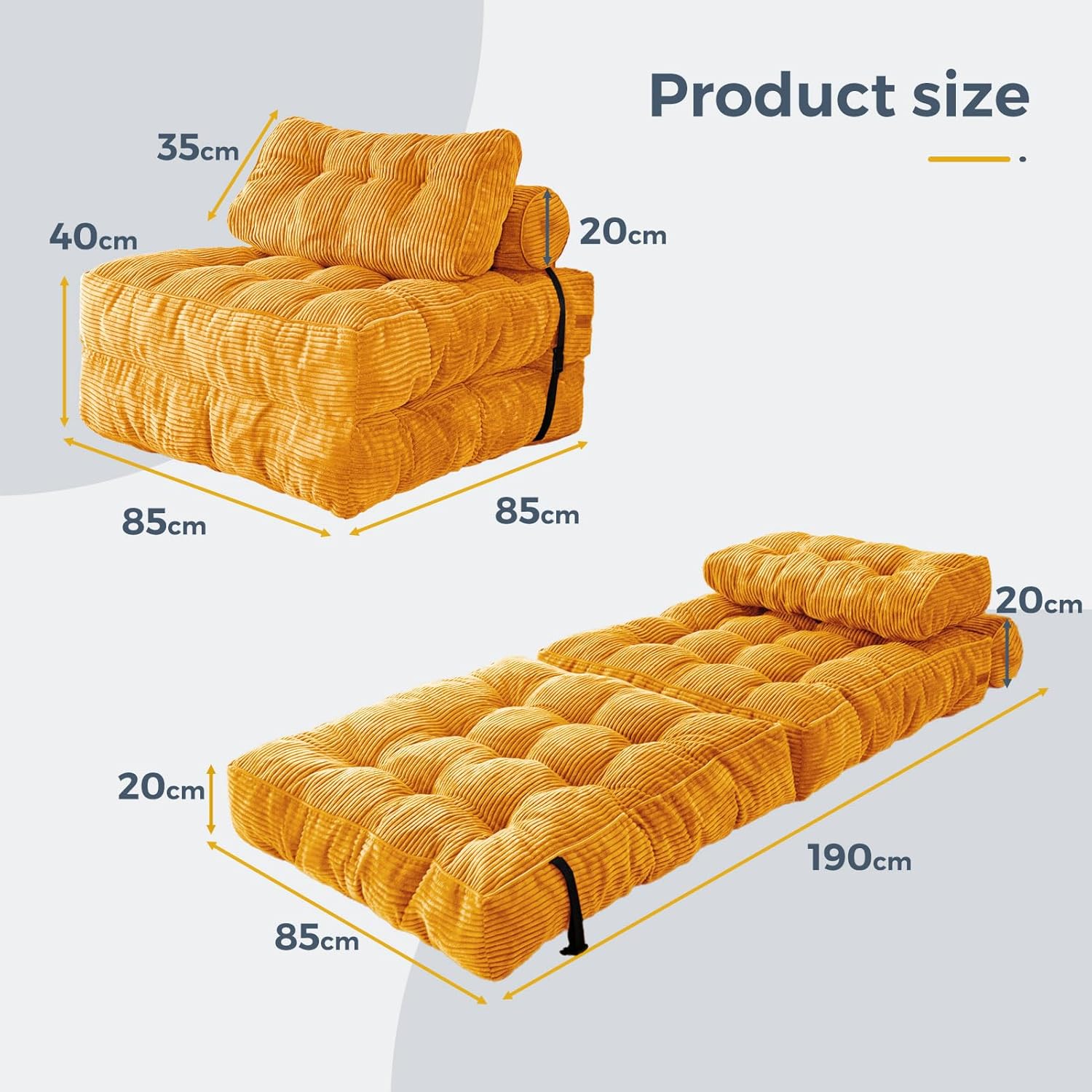 Bowie Single Futon Sofa Bed - Orange