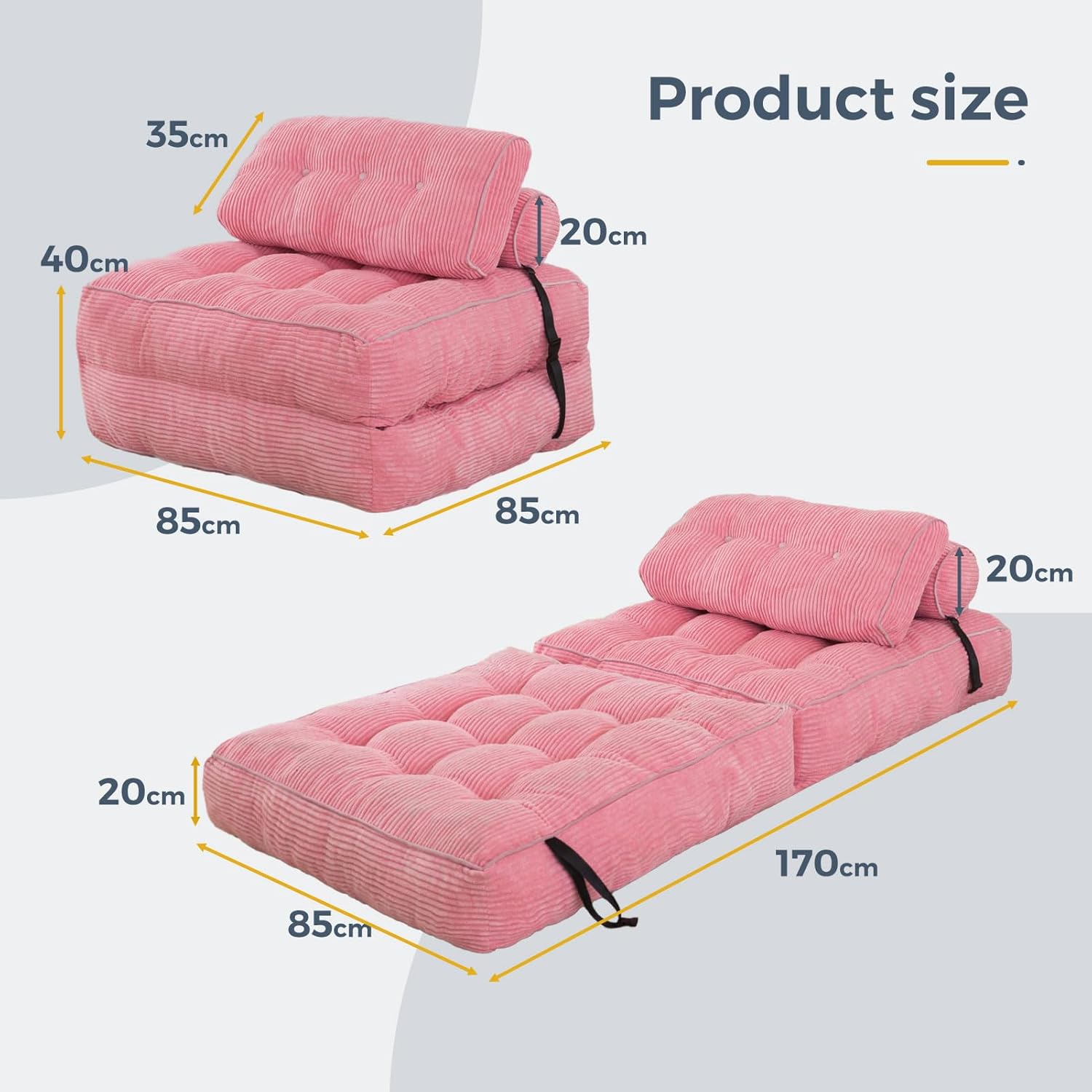 Bowie Single Futon Sofa Bed - Pink