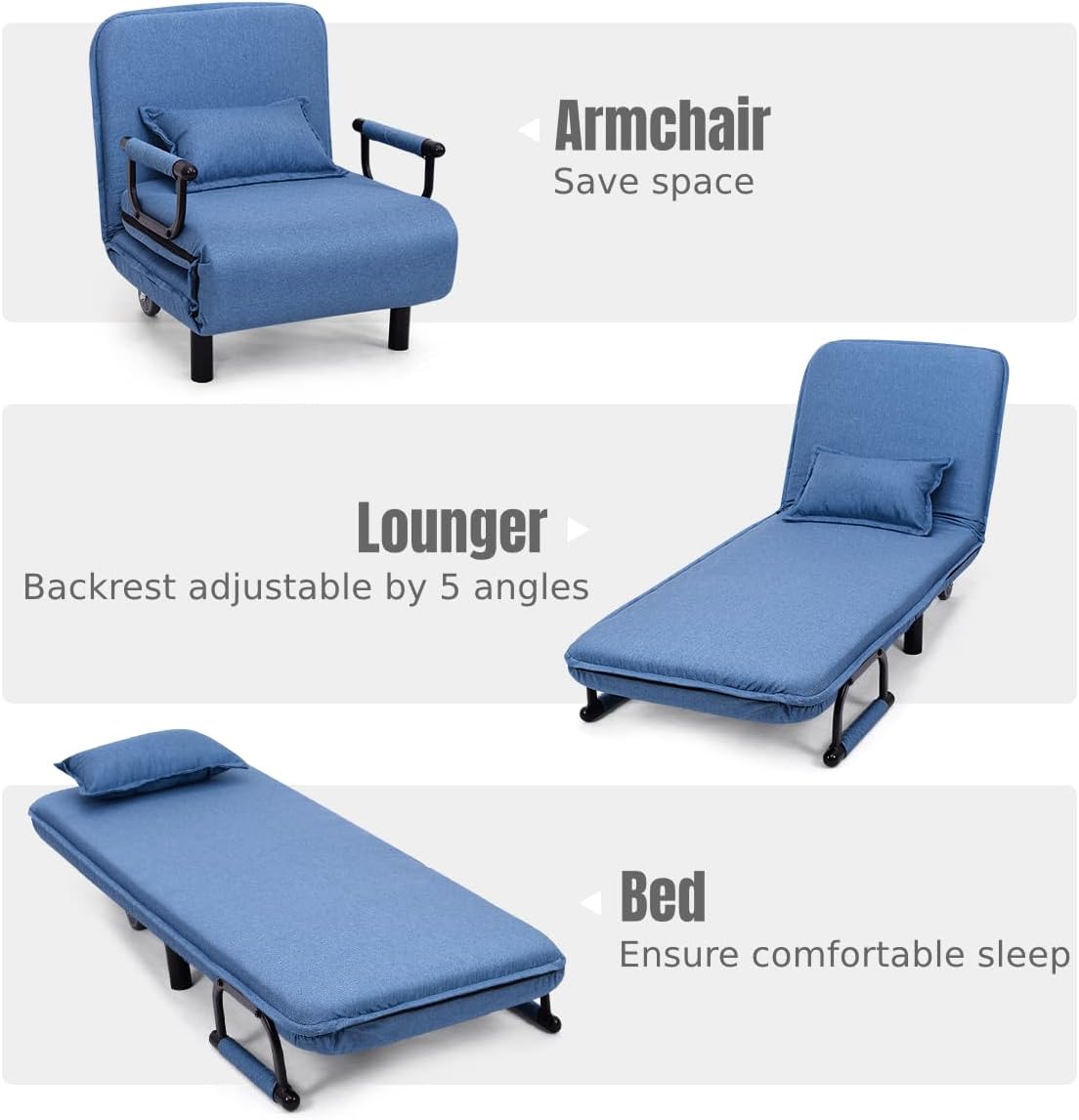 Bradly Chair Bed - Blue