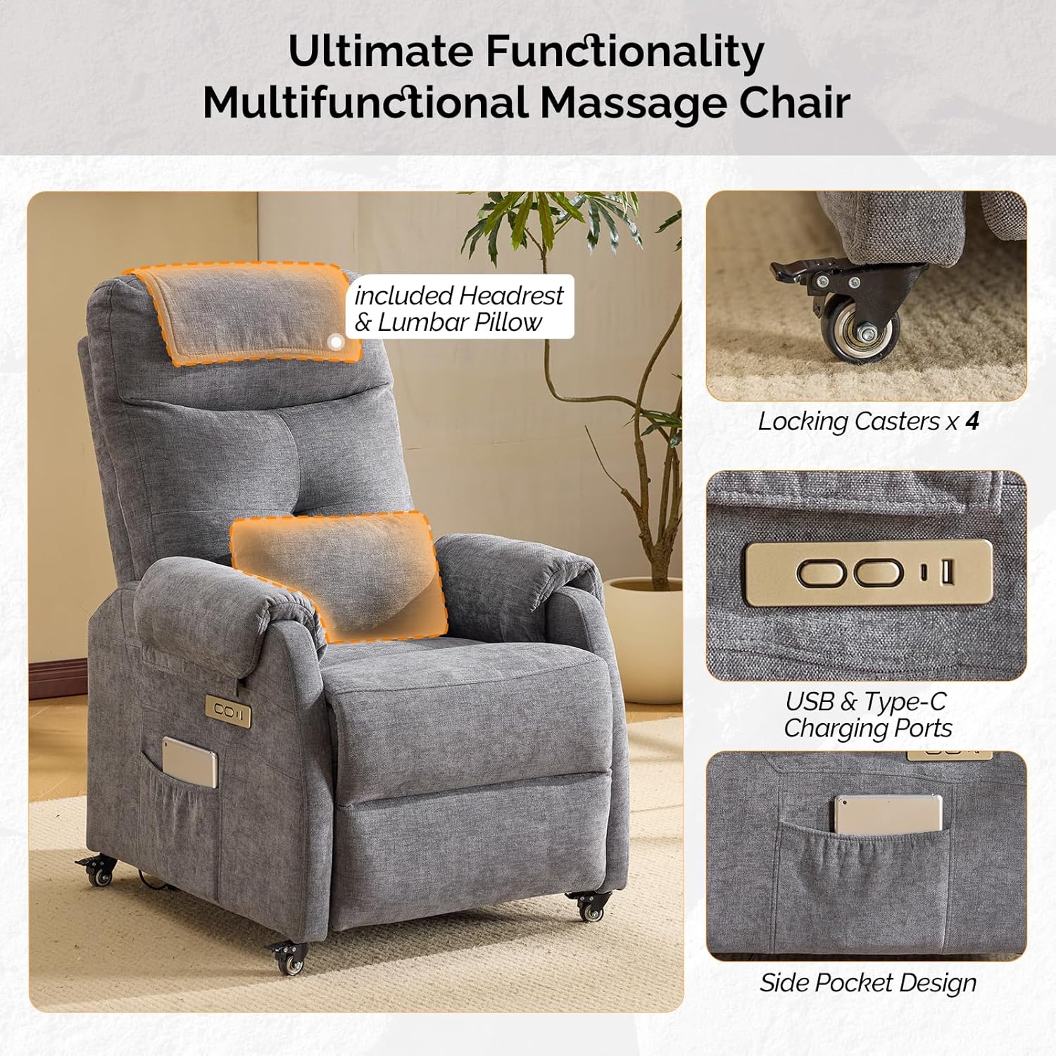 Bronx Reclining Chair Bed - Dark Grey