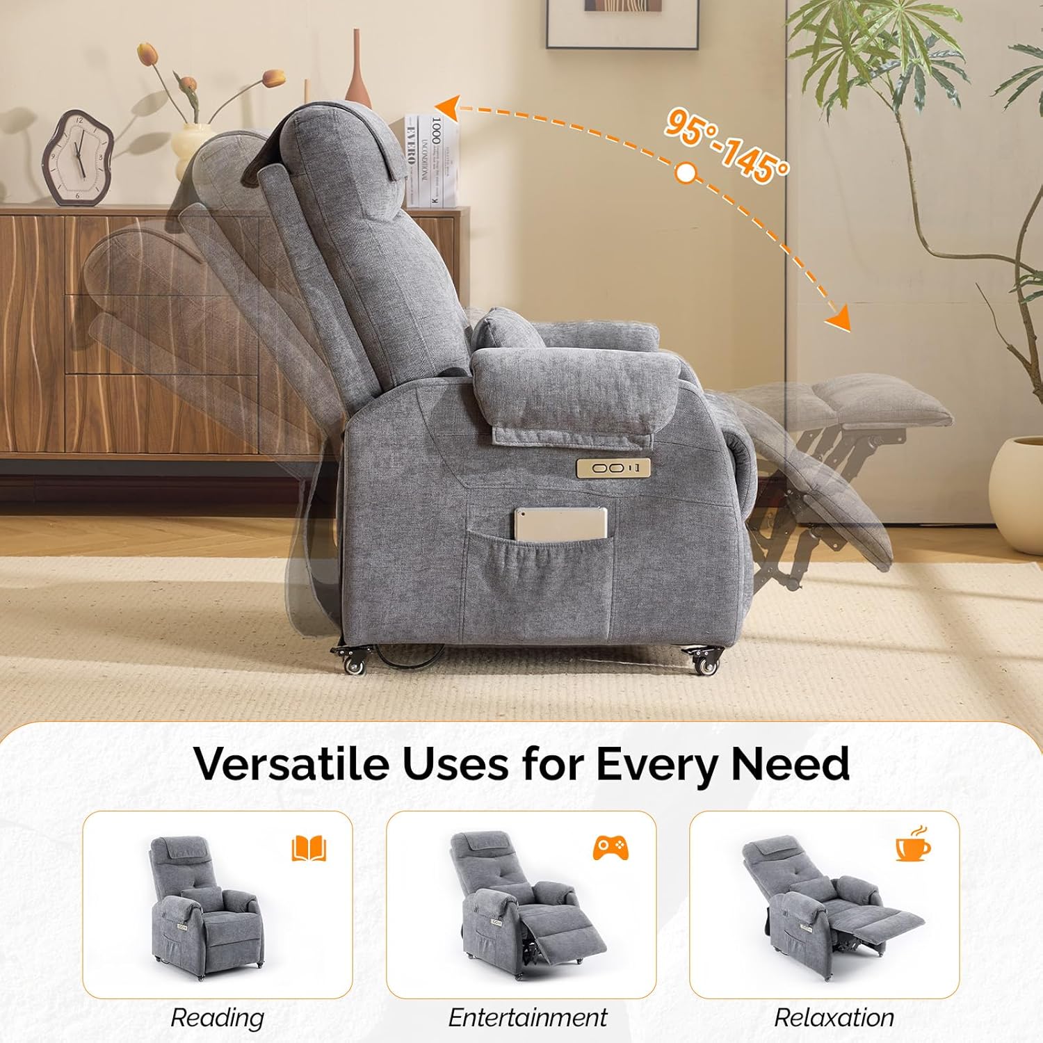 Bronx Reclining Chair Bed - Dark Grey