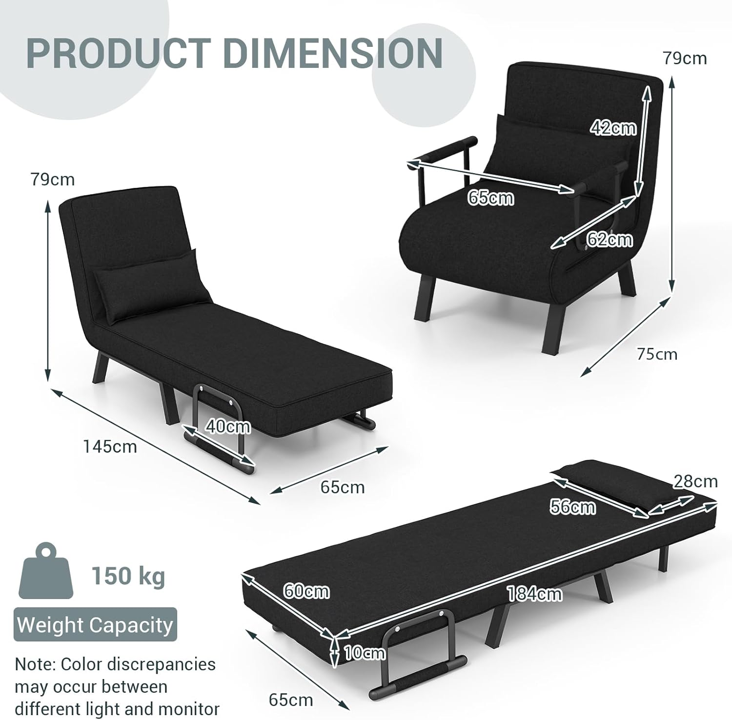 Camden Chair Bed - Black
