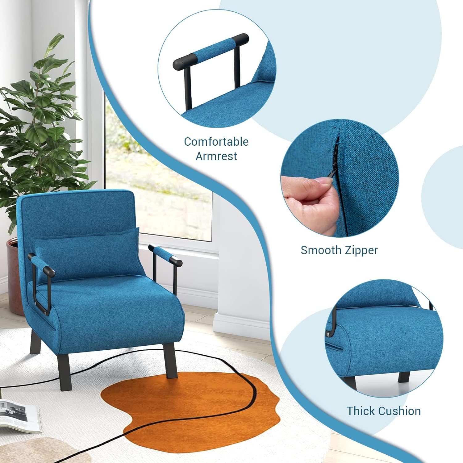 Camden Chair Bed - Blue